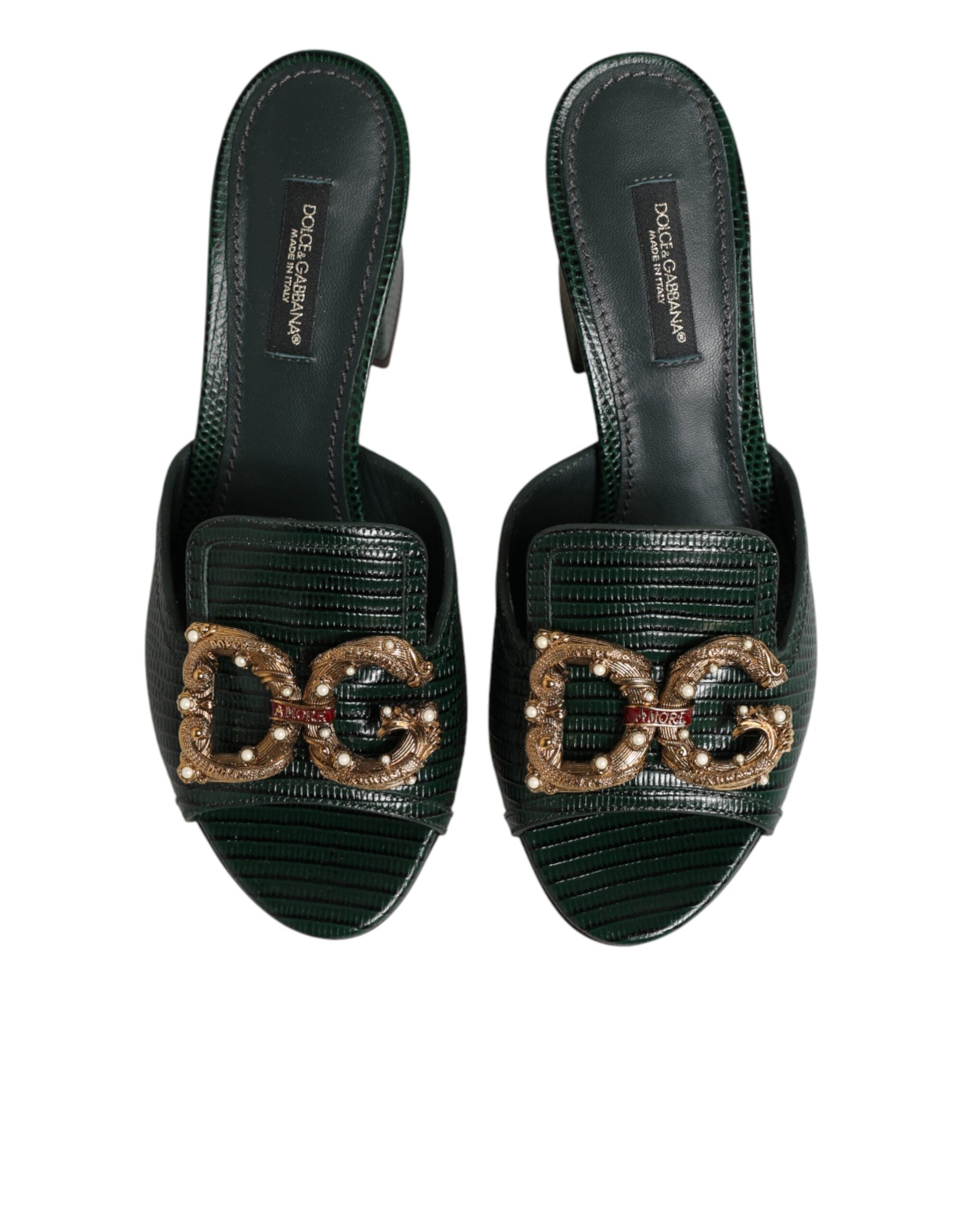 Dolce & Gabbana Green DG Amore Heeled Mules-4