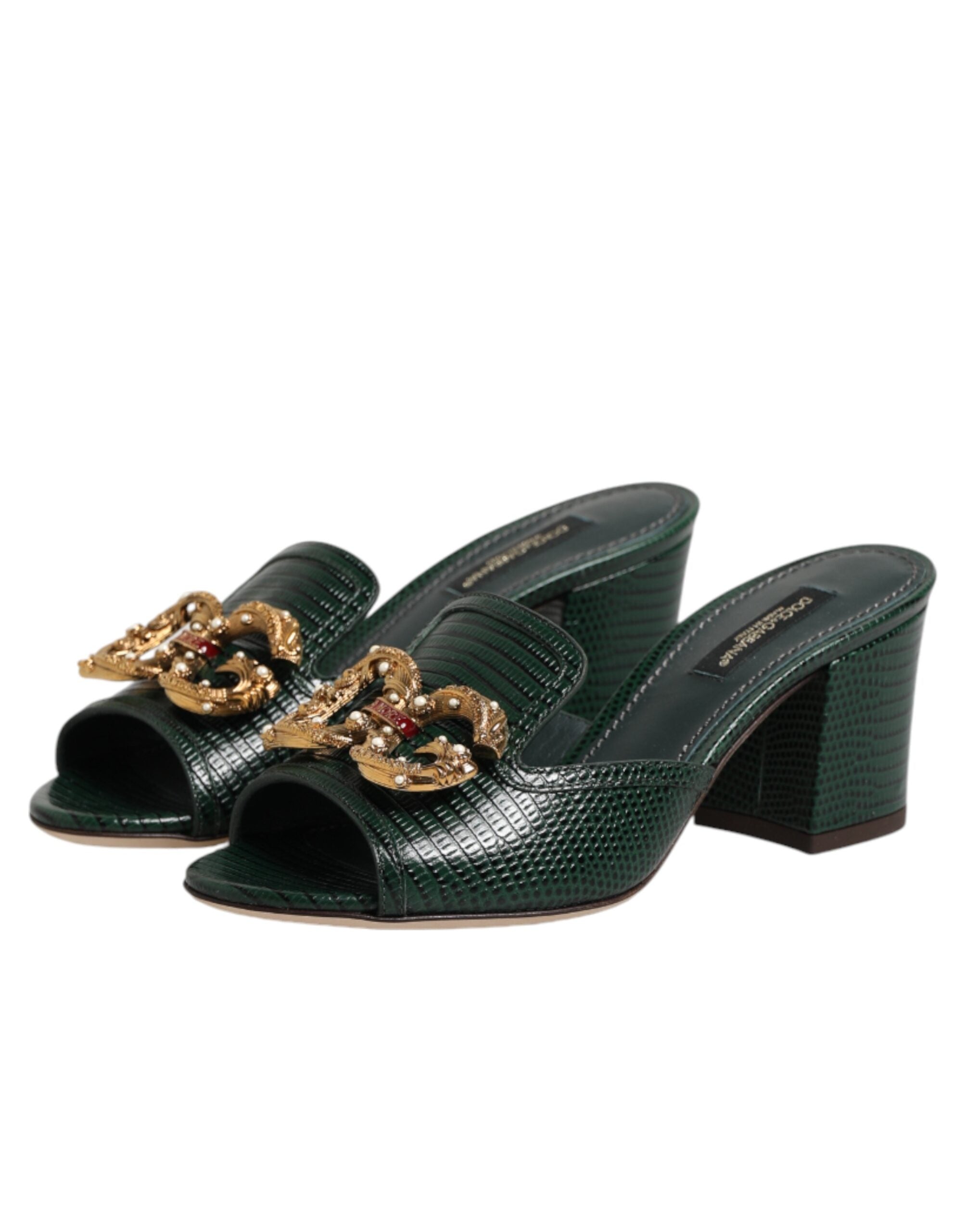 Dolce & Gabbana Green DG Amore Heeled Mules-5