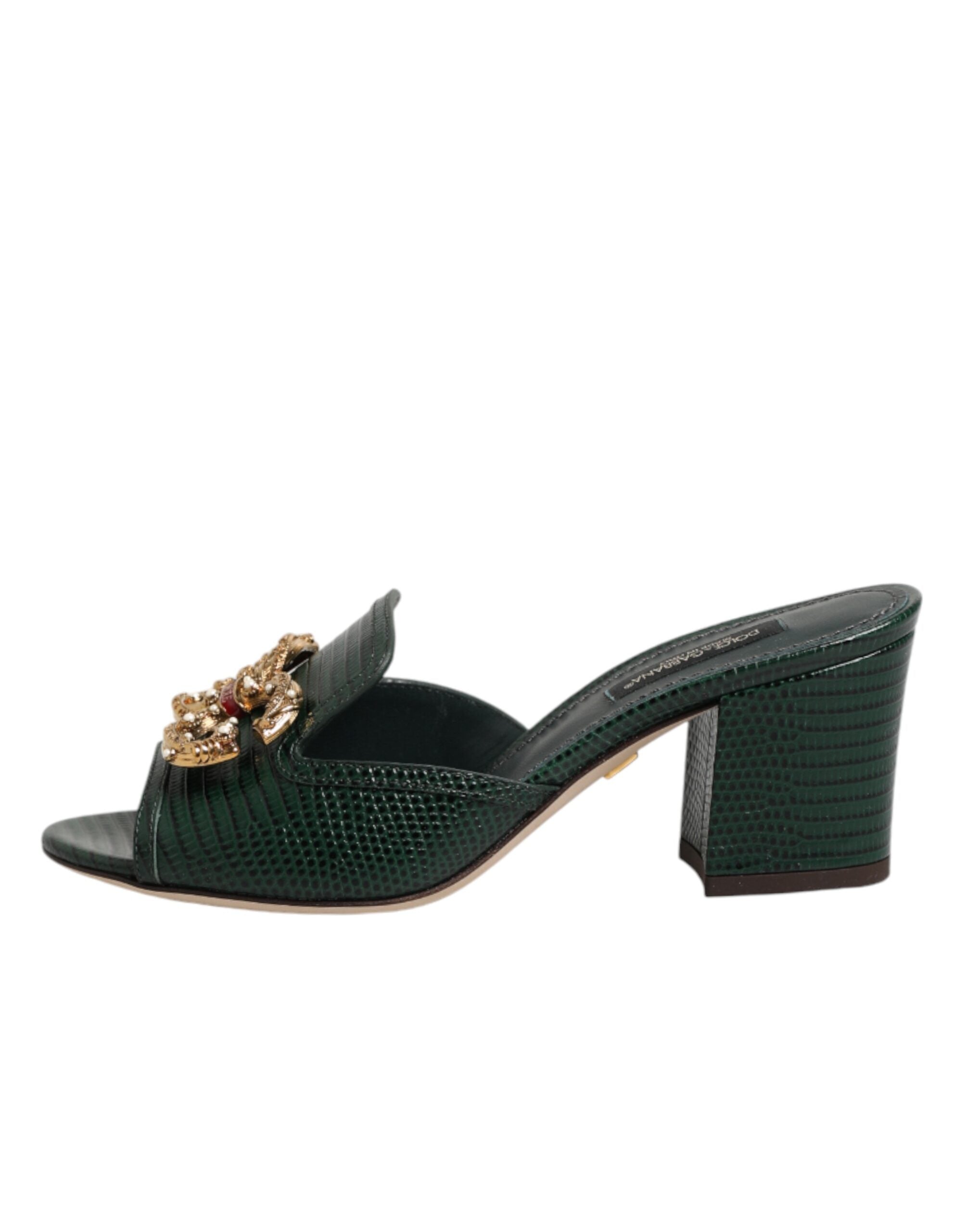 Dolce & Gabbana Green DG Amore Heeled Mules-7