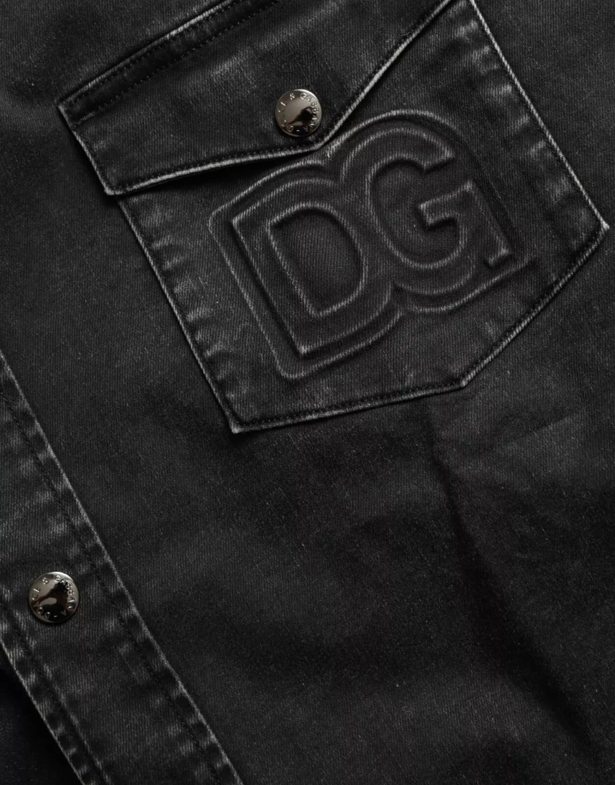 Dolce & Gabbana Schwarzes Langarm-Jeanshemd aus Baumwolle-5