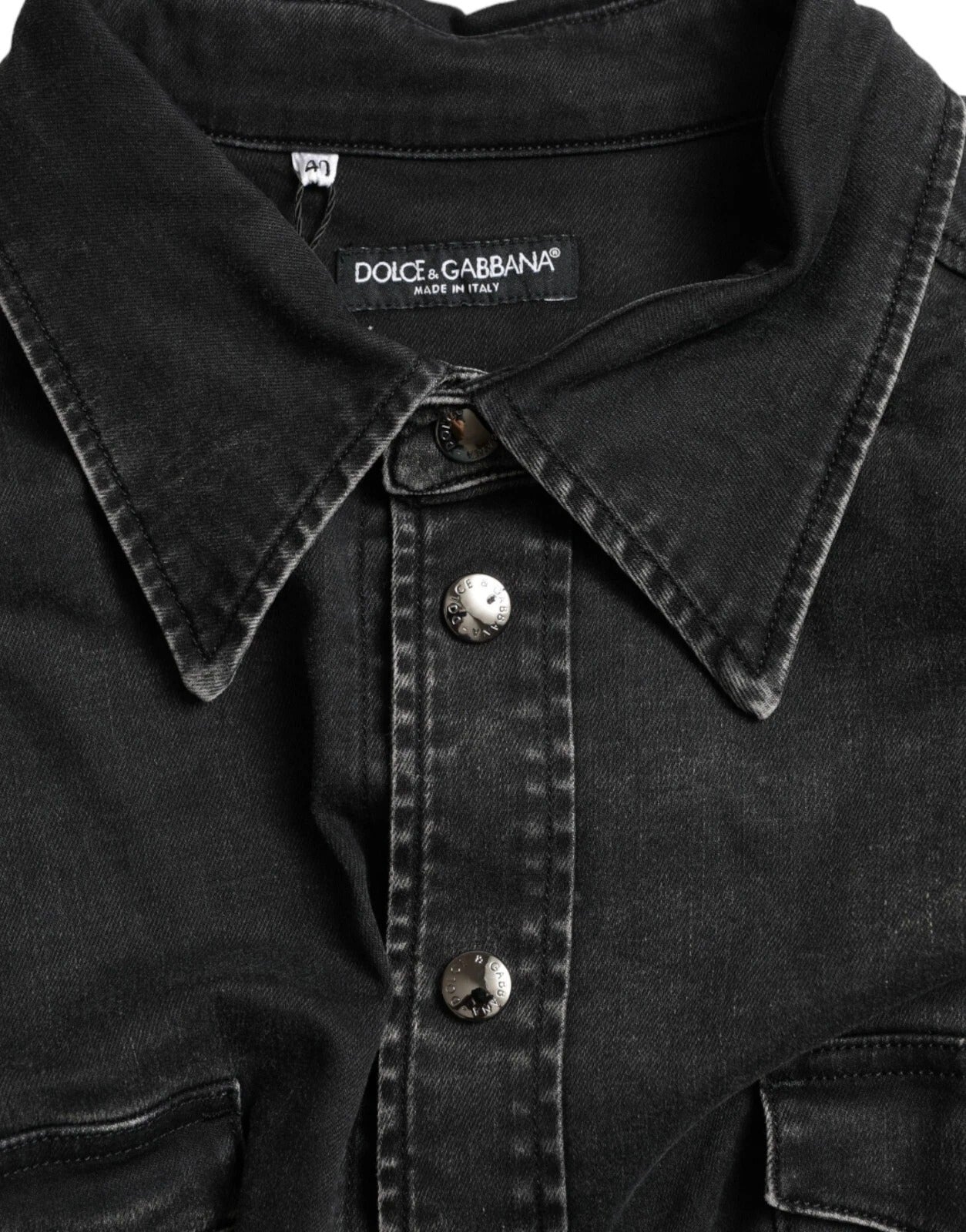 Dolce & Gabbana Schwarzes Langarm-Jeanshemd aus Baumwolle-6