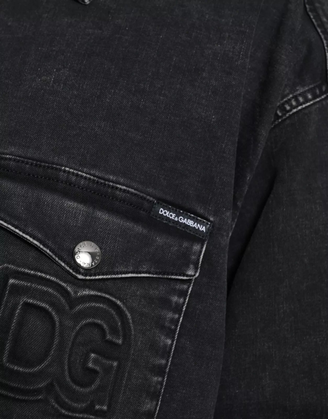 Dolce & Gabbana Schwarzes Langarm-Jeanshemd aus Baumwolle-7