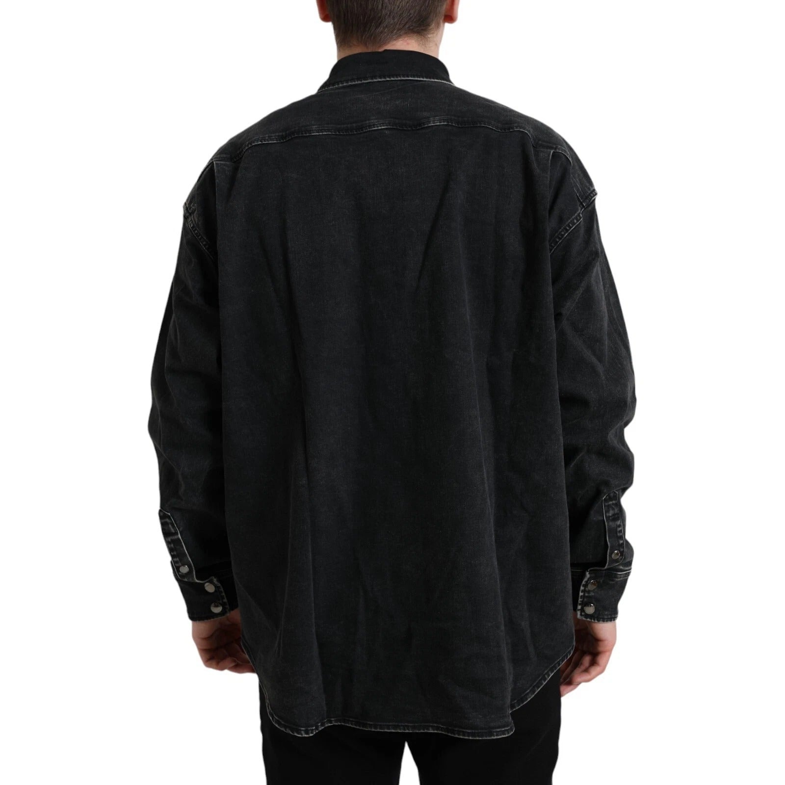 Dolce & Gabbana Schwarzes Langarm-Jeanshemd aus Baumwolle-4