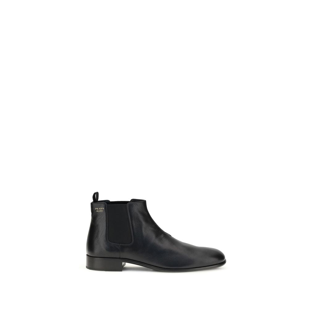Botines Prada Bos Taurus de piel de becerro negra-1