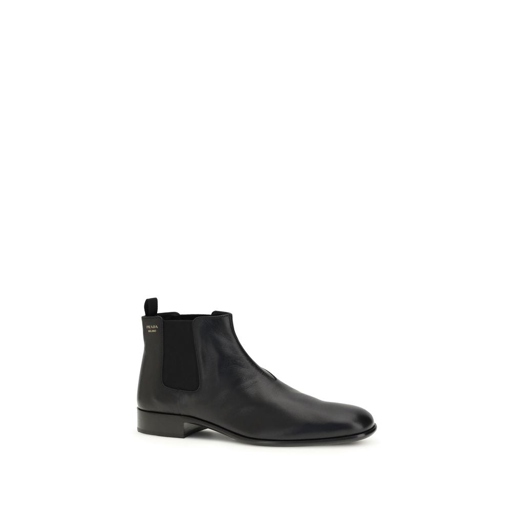 Botines Prada Bos Taurus de piel de becerro negra-2