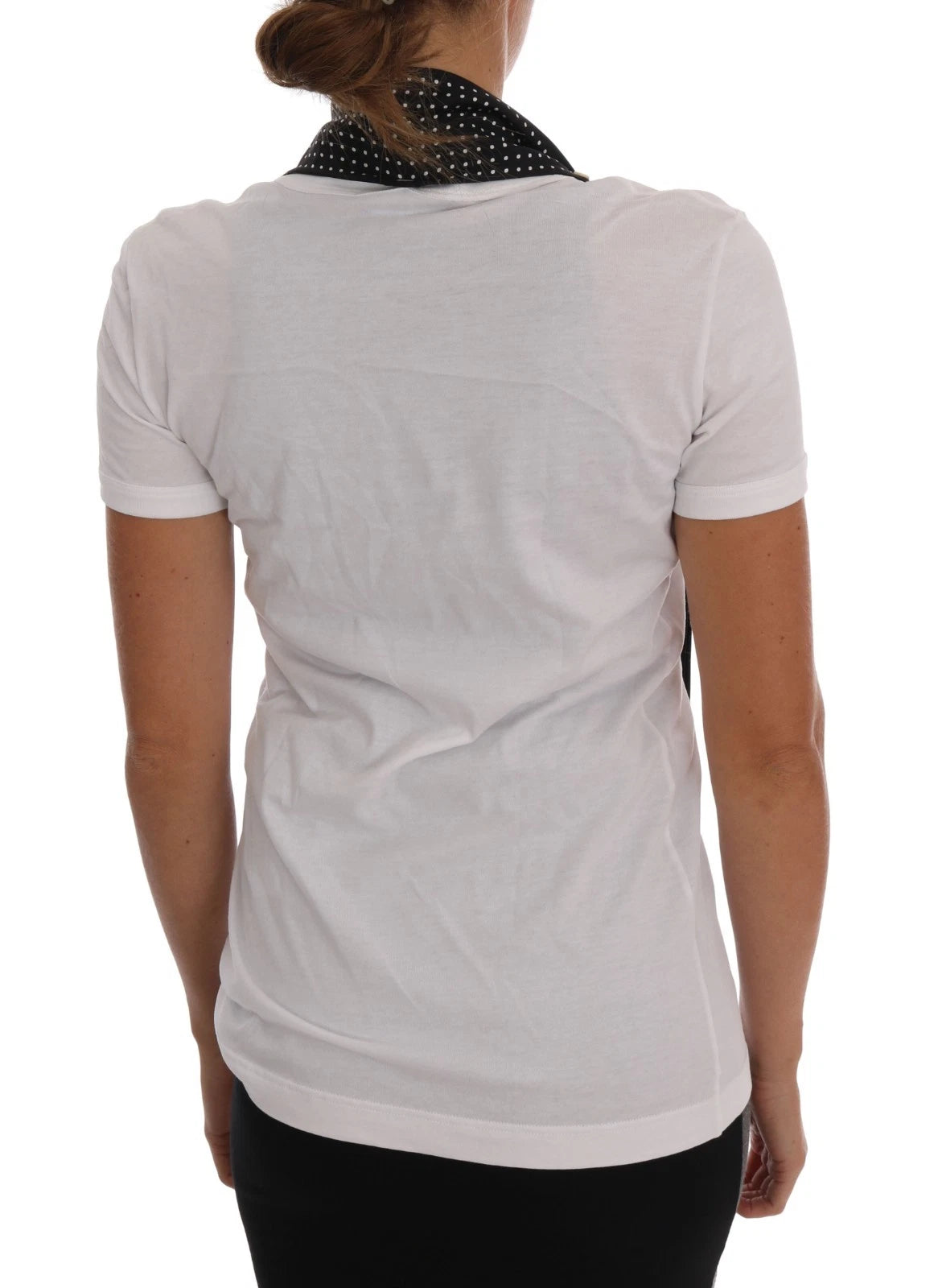 Dolce & Gabbana cotton T-shirt with silk scarf, black and white-4