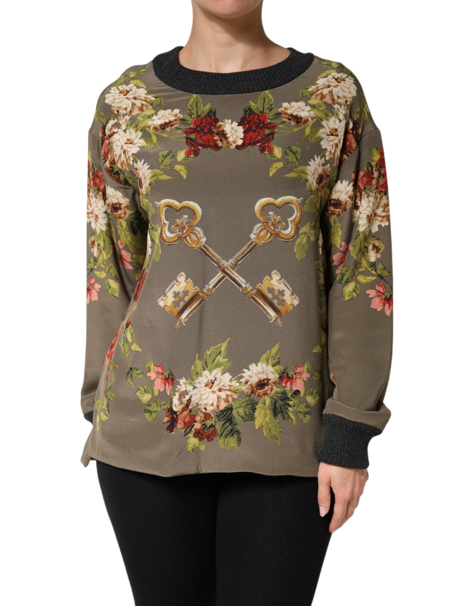 Dolce & Gabbana Enchanting Sicily Silk Sweater with Round Neck-1