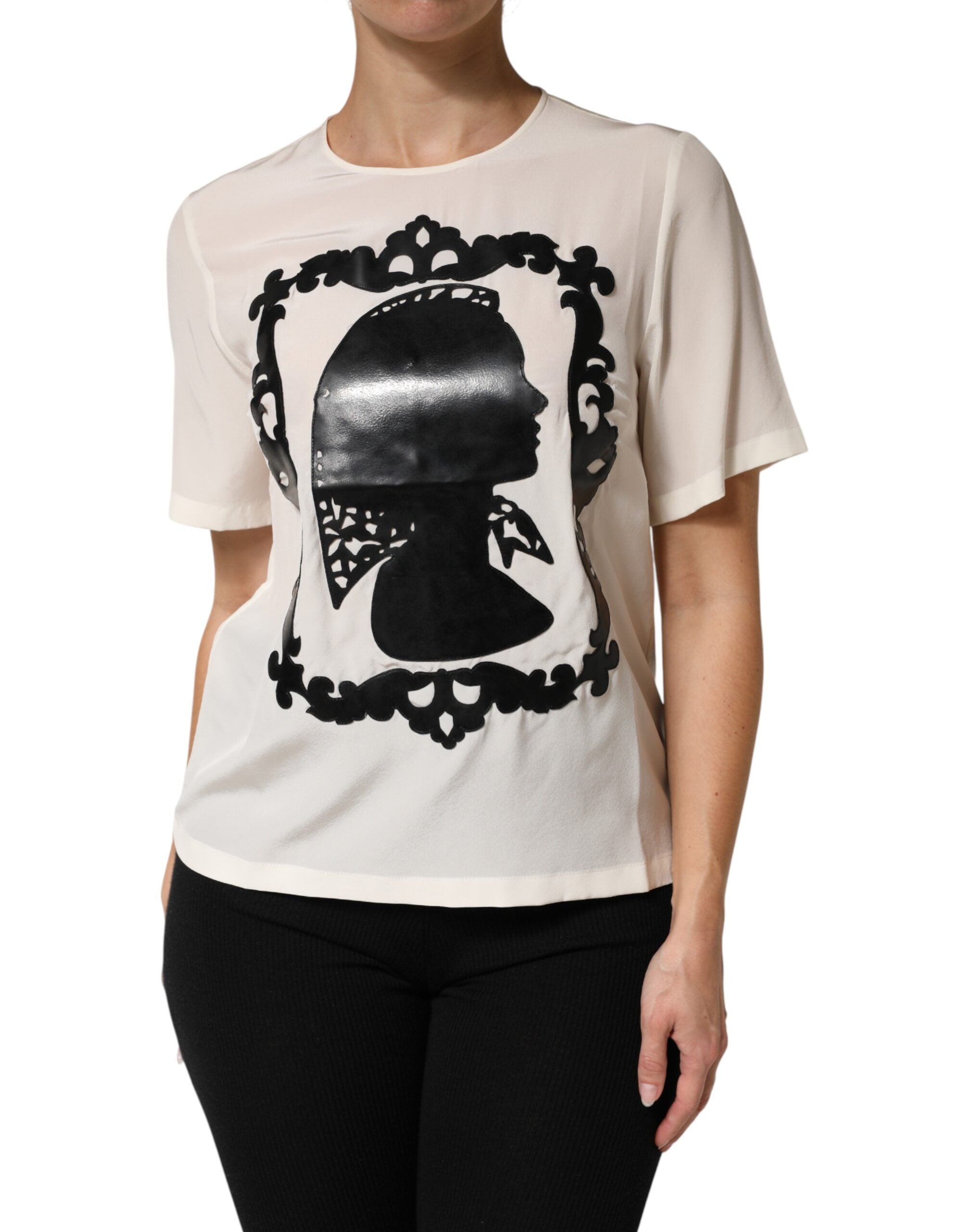 Top de seda Dolce & Gabbana con detalle de silueta y mangas cortas-1