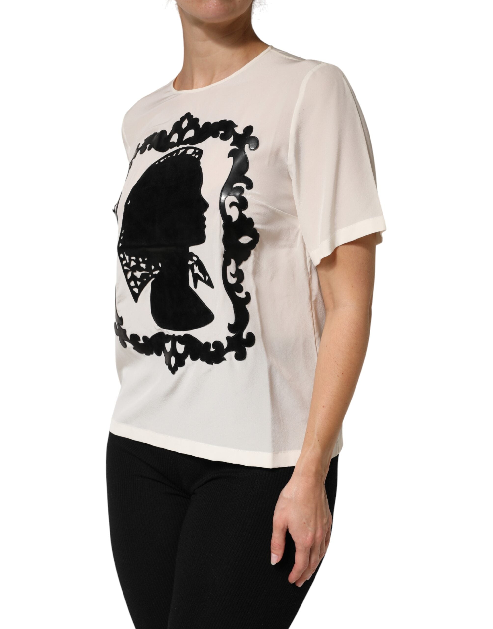 Top de seda Dolce & Gabbana con detalle de silueta y mangas cortas-3