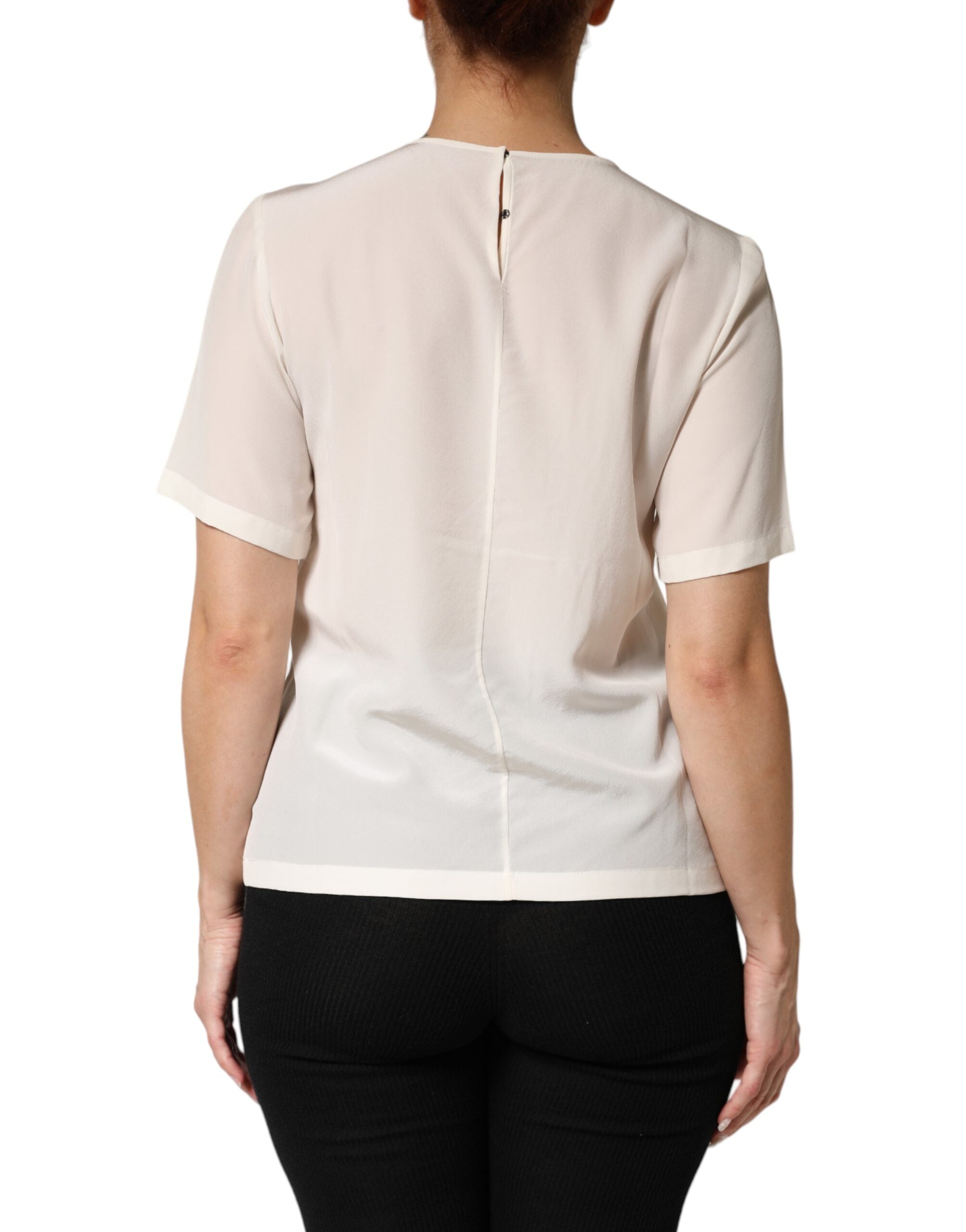 Top de seda Dolce & Gabbana con detalle de silueta y mangas cortas-4
