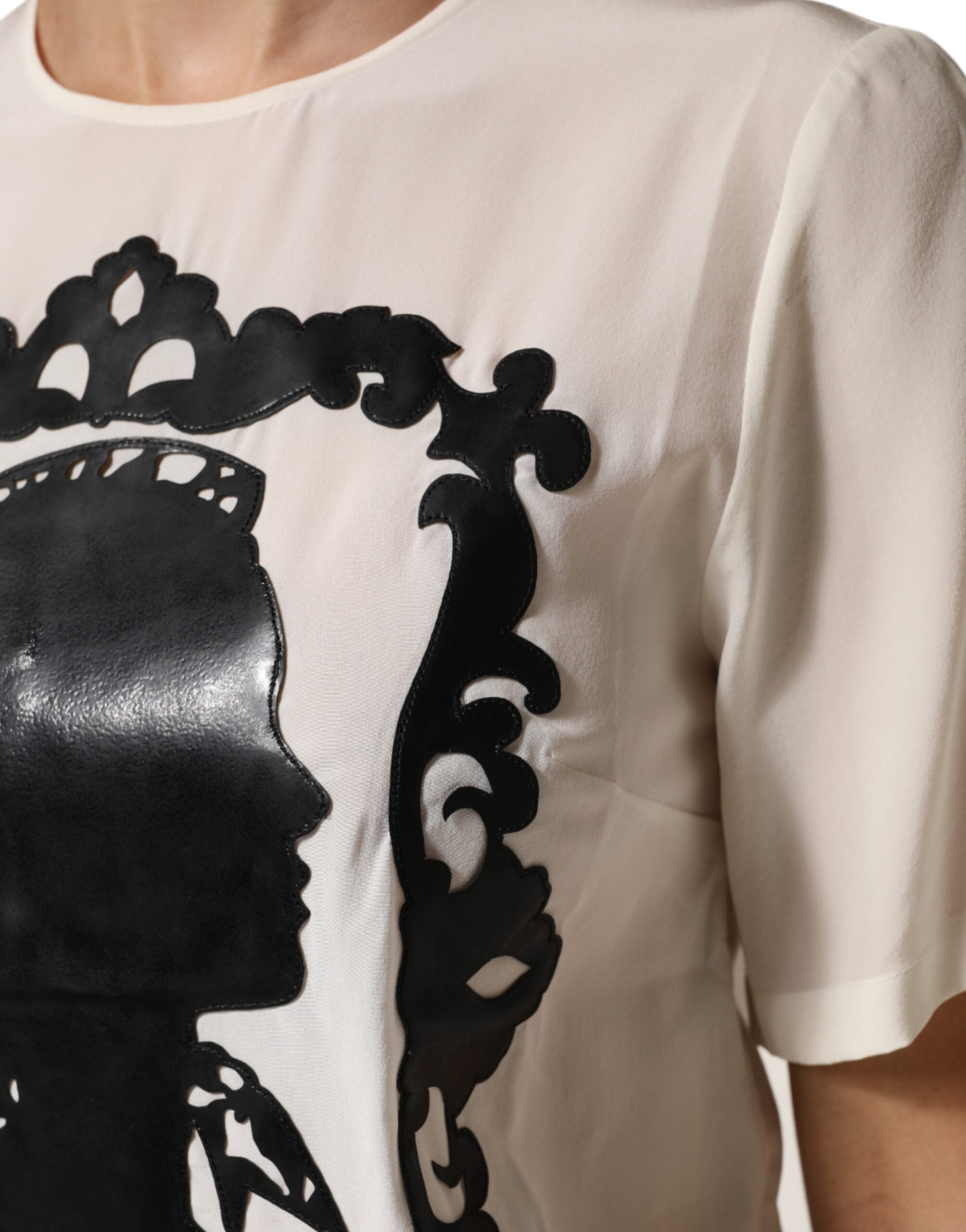 Top de seda Dolce & Gabbana con detalle de silueta y mangas cortas-6