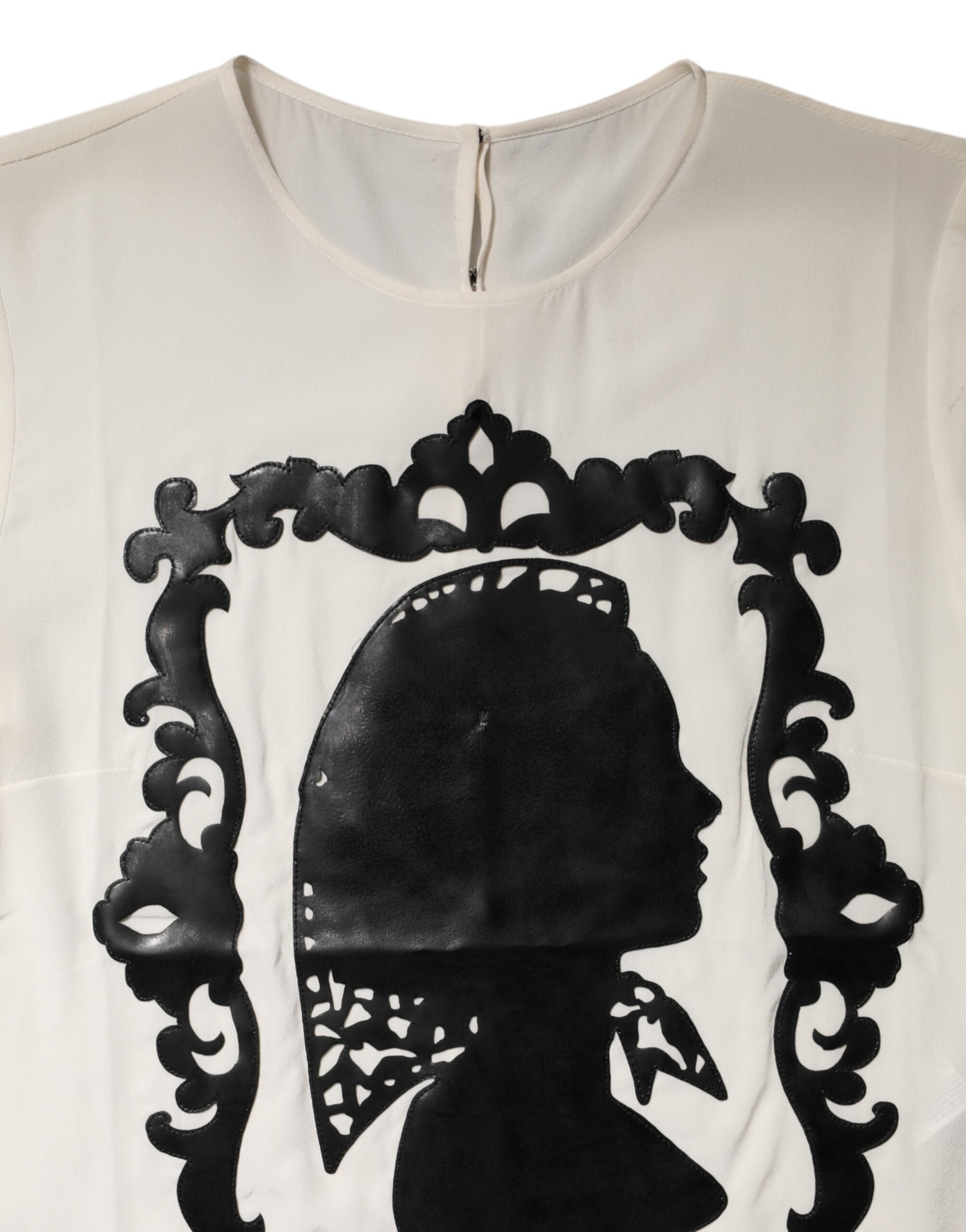 Top de seda Dolce & Gabbana con detalle de silueta y mangas cortas-7