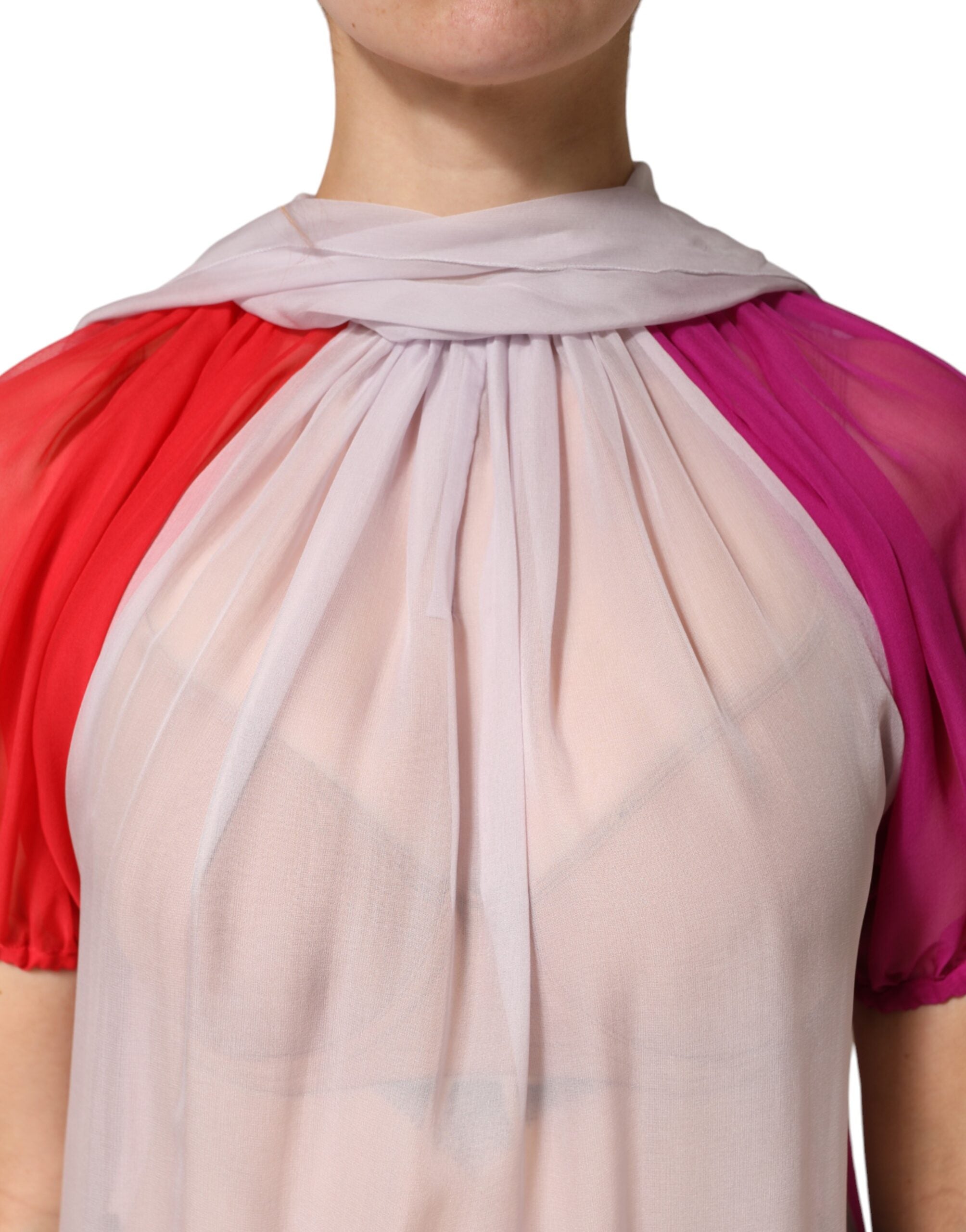 Blusa de seda Dolce & Gabbana con mangas cortas y estampados coloridos-5