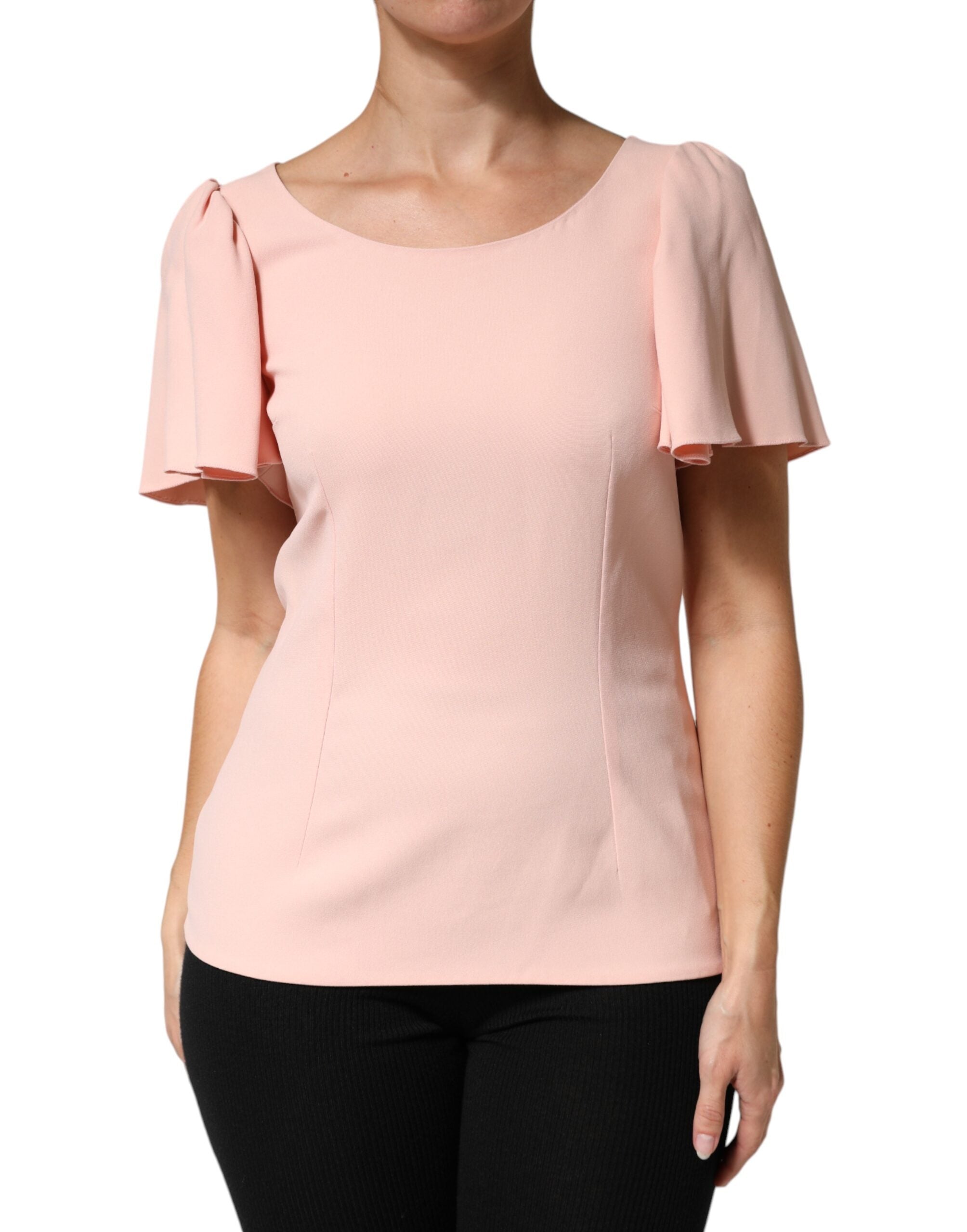 Dolce & Gabbana pink blouse with a round neck and short sleeves-2