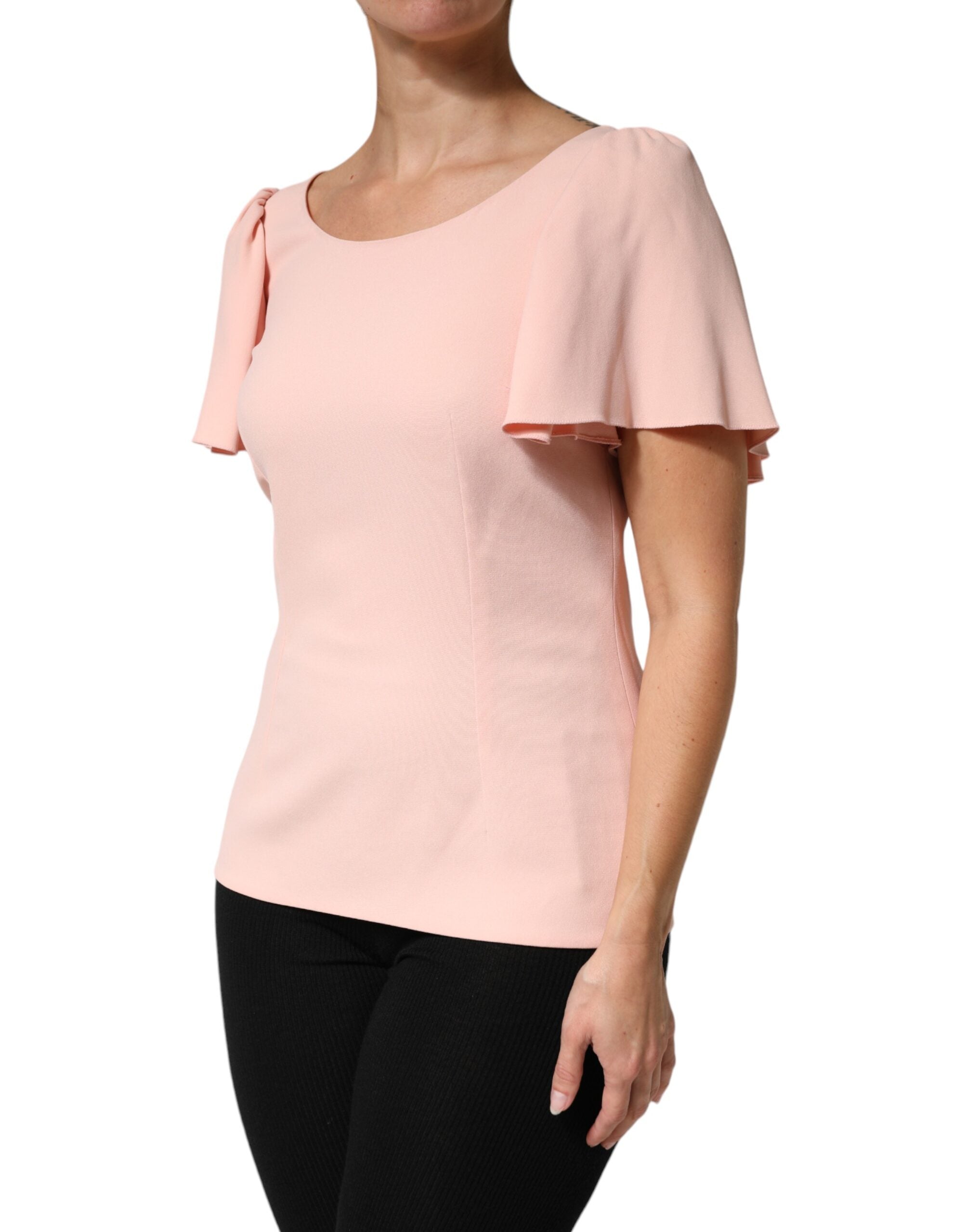 Dolce & Gabbana pink blouse with a round neck and short sleeves-3