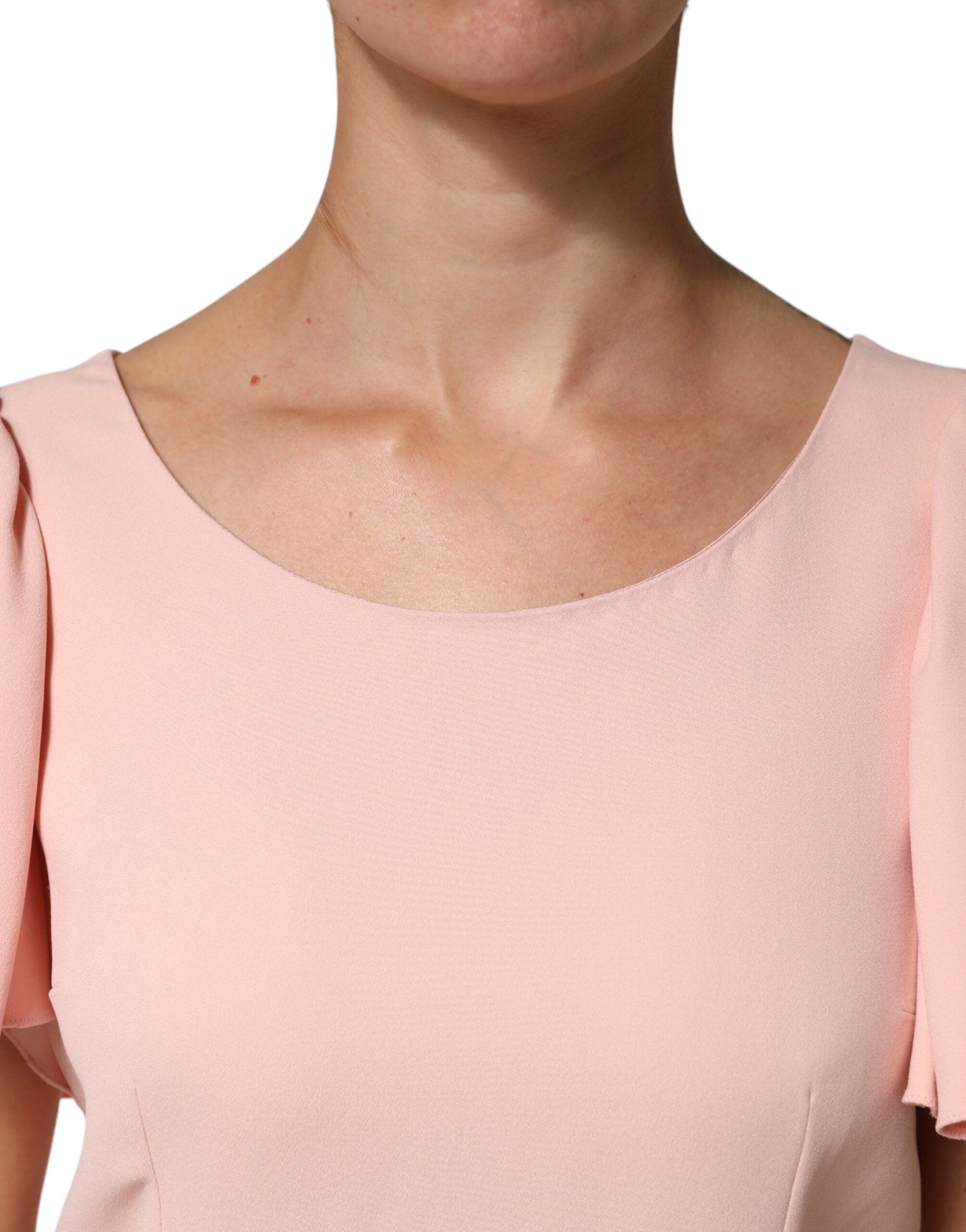 Dolce & Gabbana pink blouse with a round neck and short sleeves-5