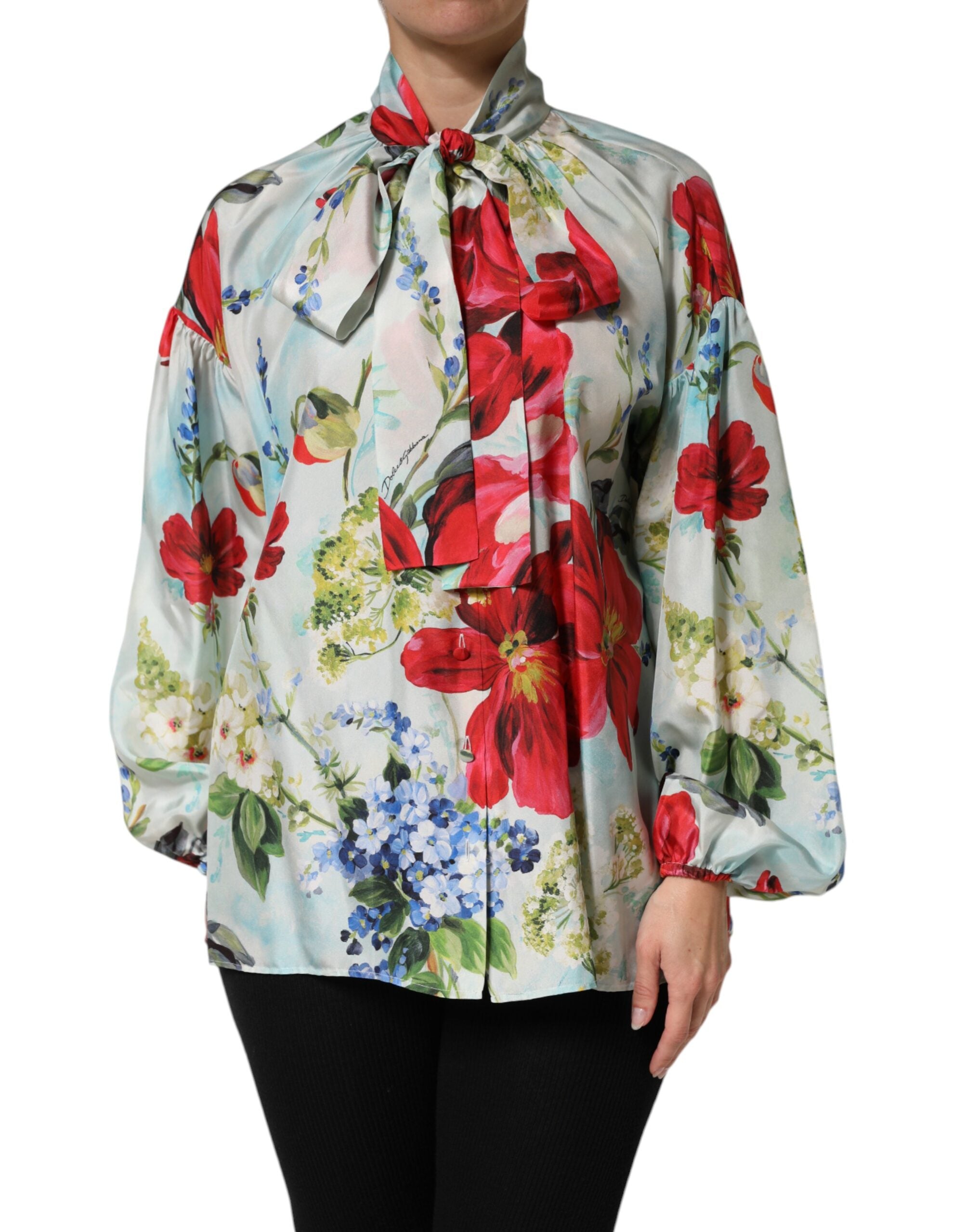 Dolce & Gabbana blouse with long sleeves and floral pattern in multicolor-1
