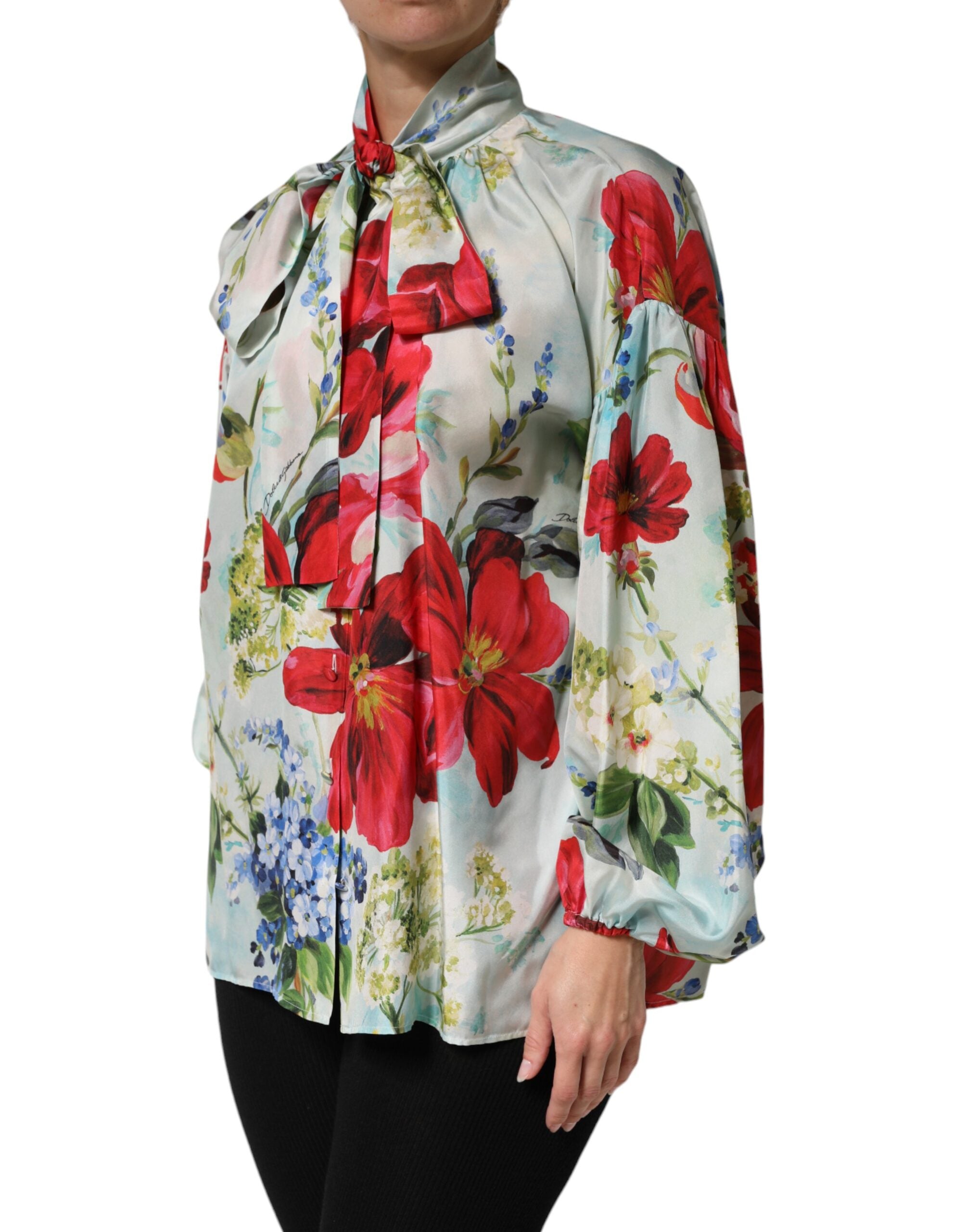 Dolce & Gabbana blouse with long sleeves and floral pattern in multicolor-3