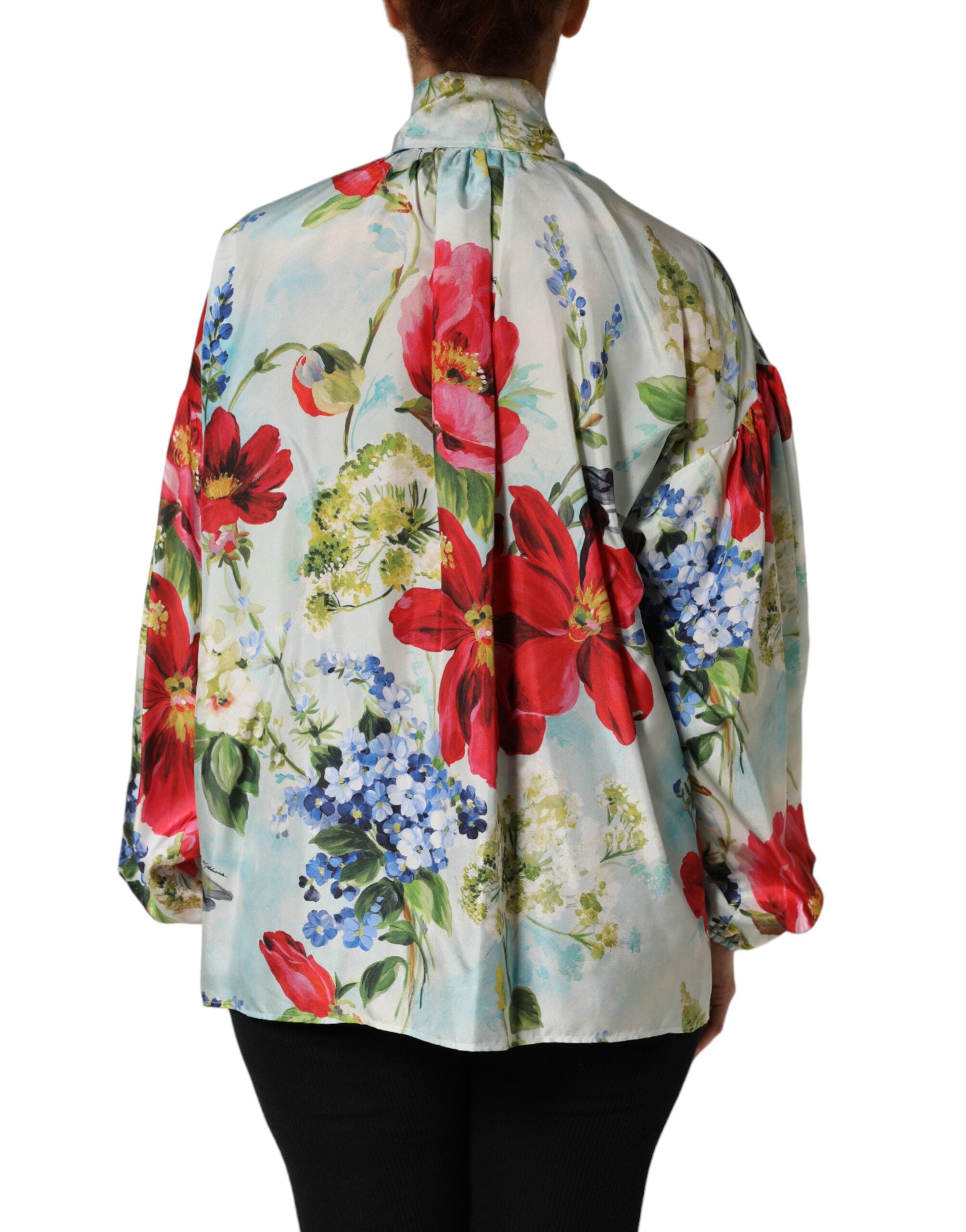 Dolce & Gabbana blouse with long sleeves and floral pattern in multicolor-4