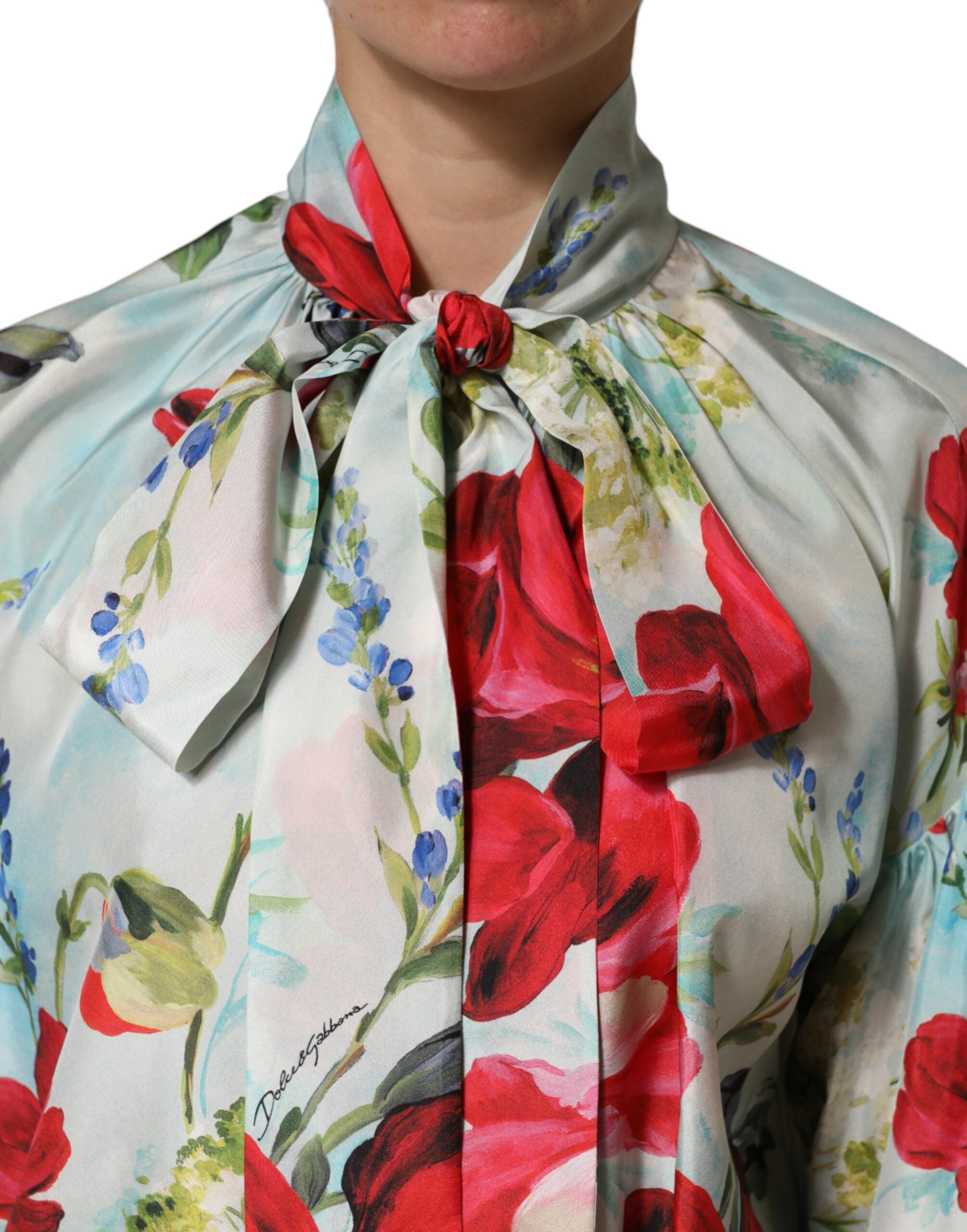 Dolce & Gabbana blouse with long sleeves and floral pattern in multicolor-5