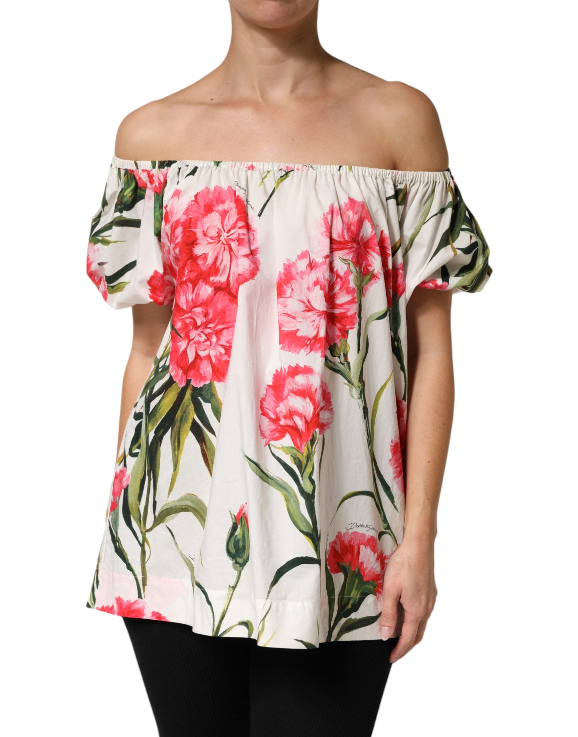Dolce & Gabbana Bluse mit Blumenmuster und Off-Shoulder-Ausschnitt-1