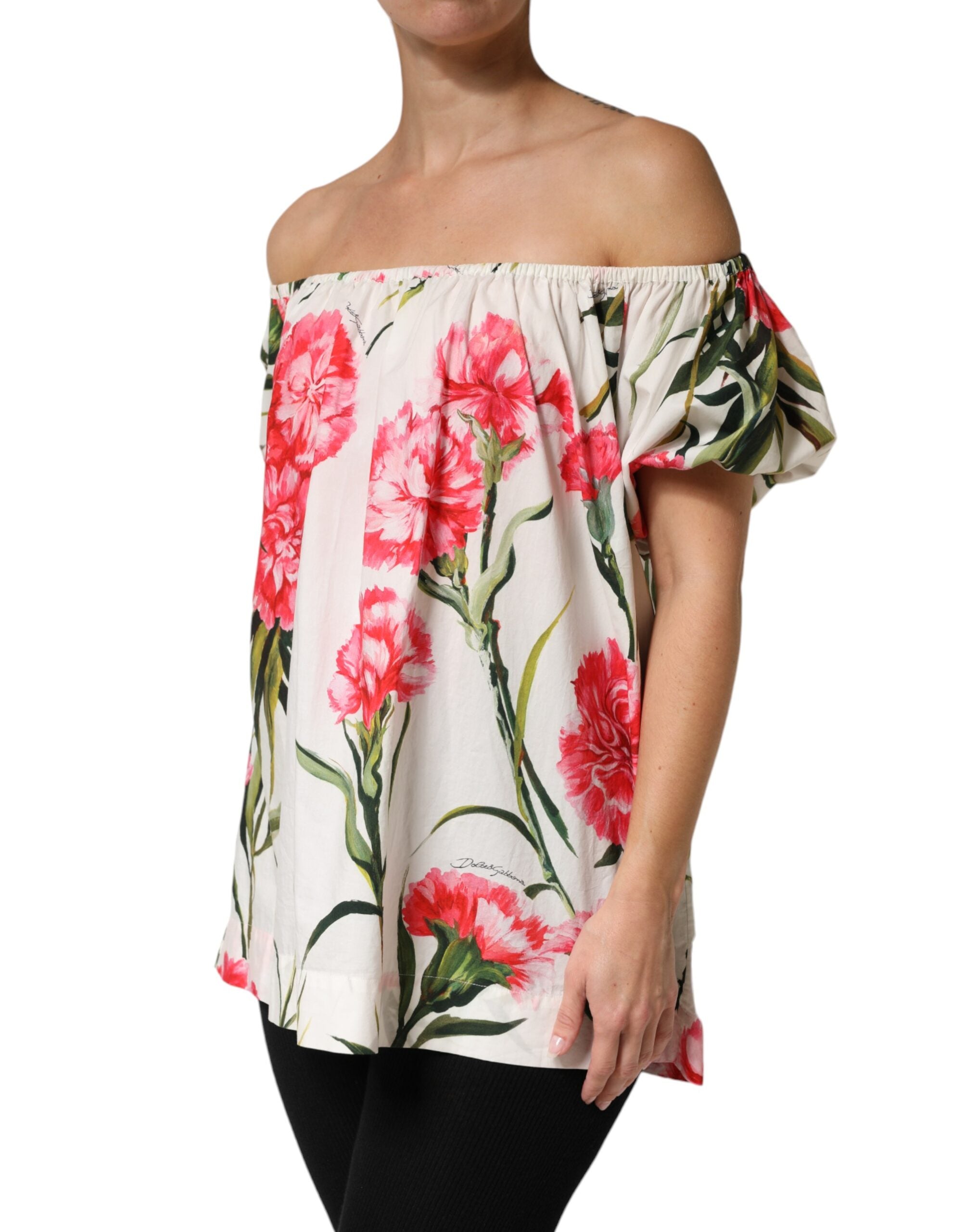 Blusa Dolce & Gabbana con estampado floral y escote de hombros descubiertos-3