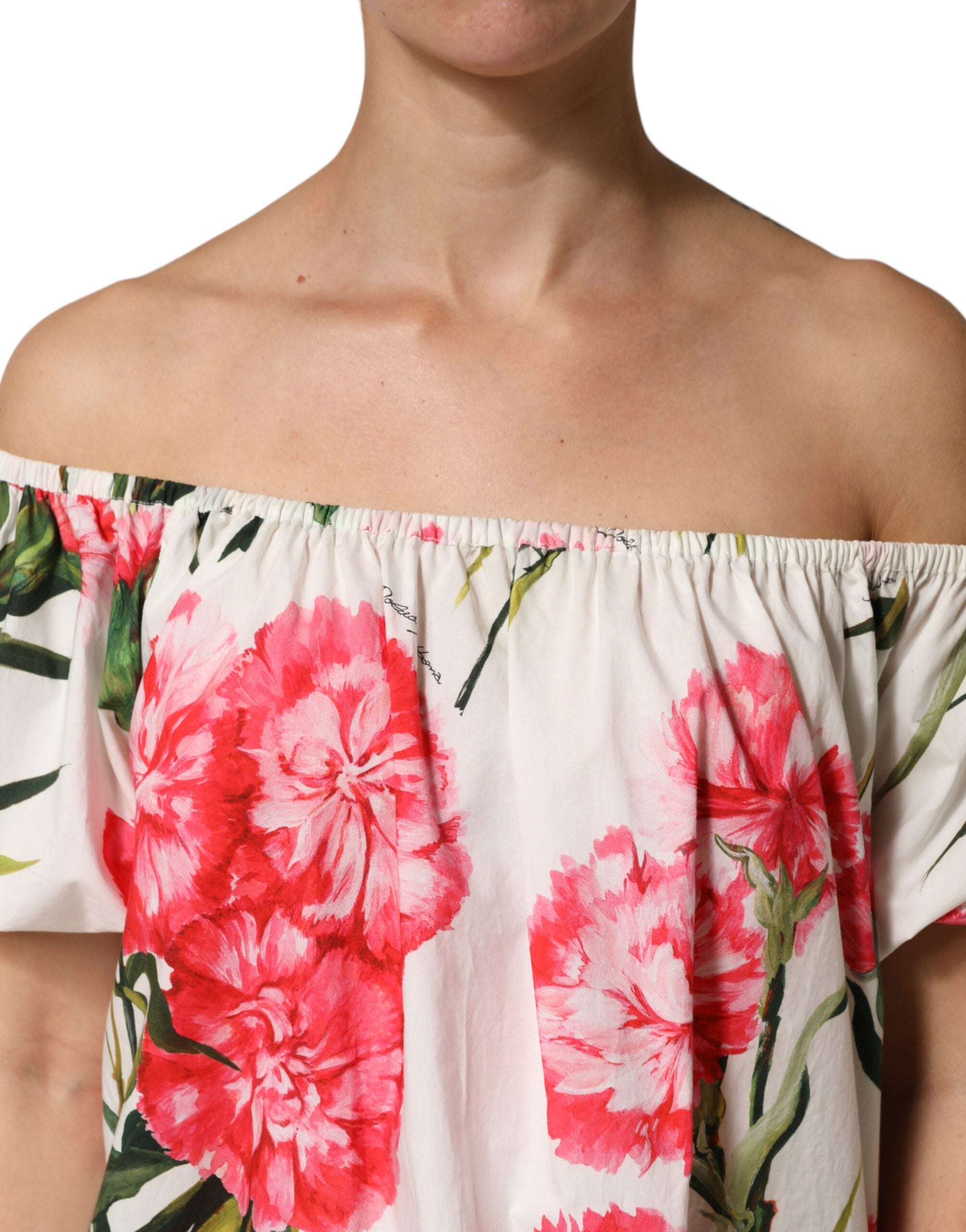 Blusa Dolce & Gabbana con estampado floral y escote de hombros descubiertos-5