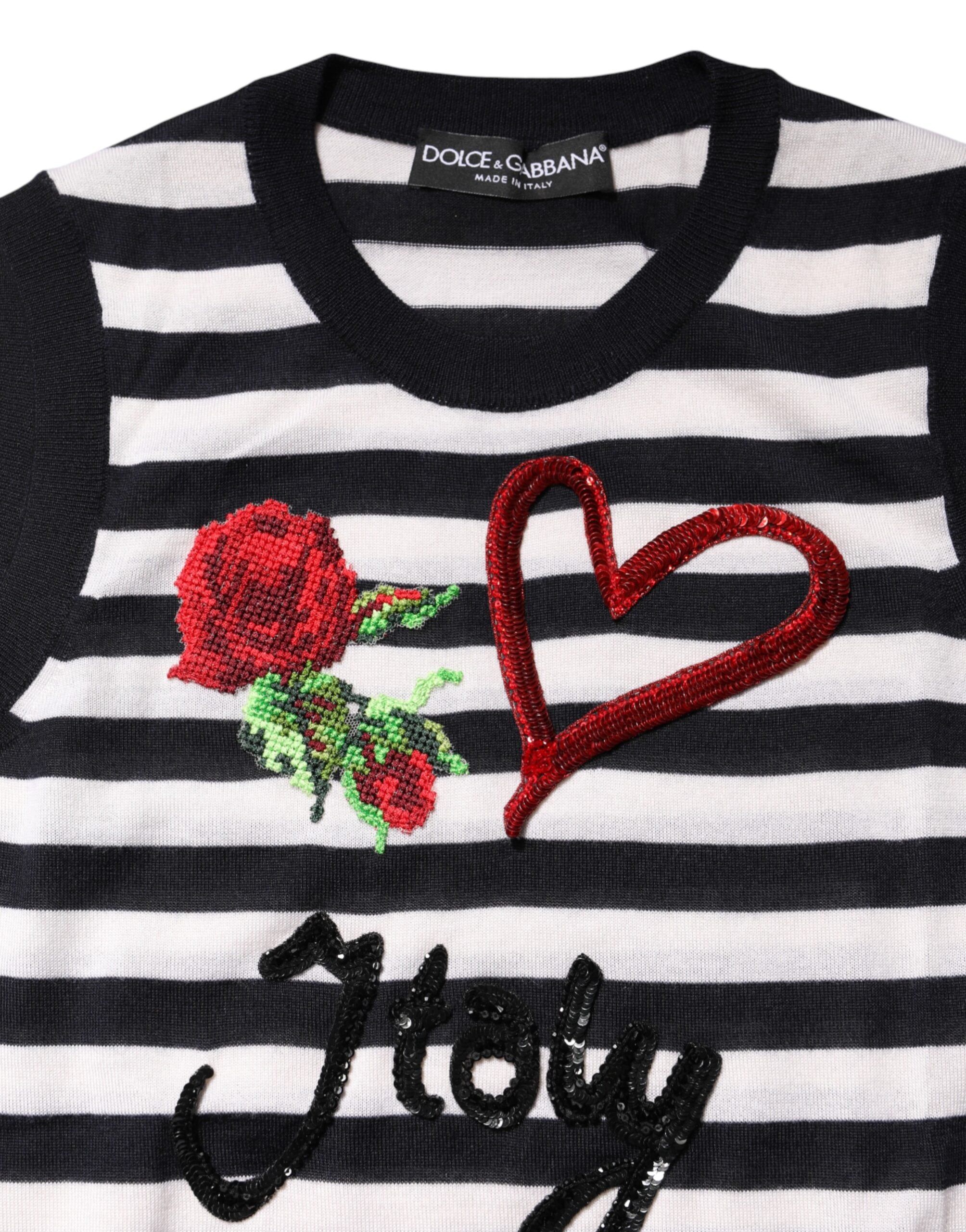 Dolce & Gabbana black and white sleeveless top in cashmere and silk-7