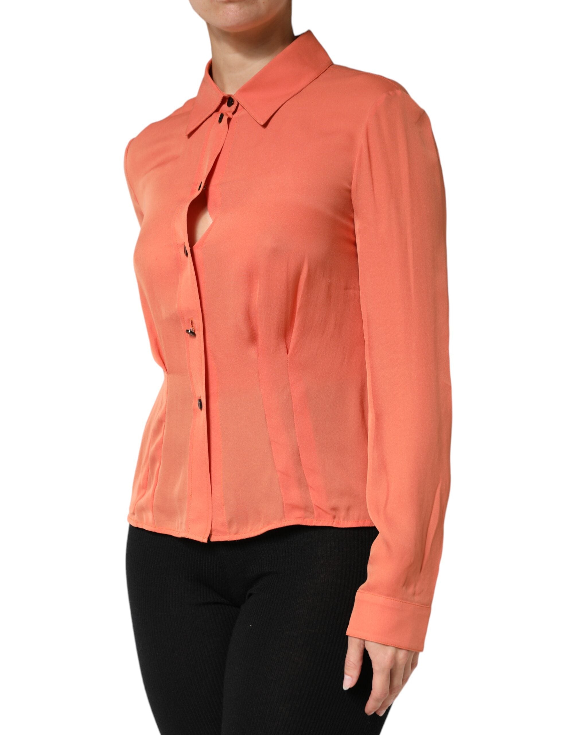 Camisa de manga larga con botones delanteros naranja de Emporio Armani-3