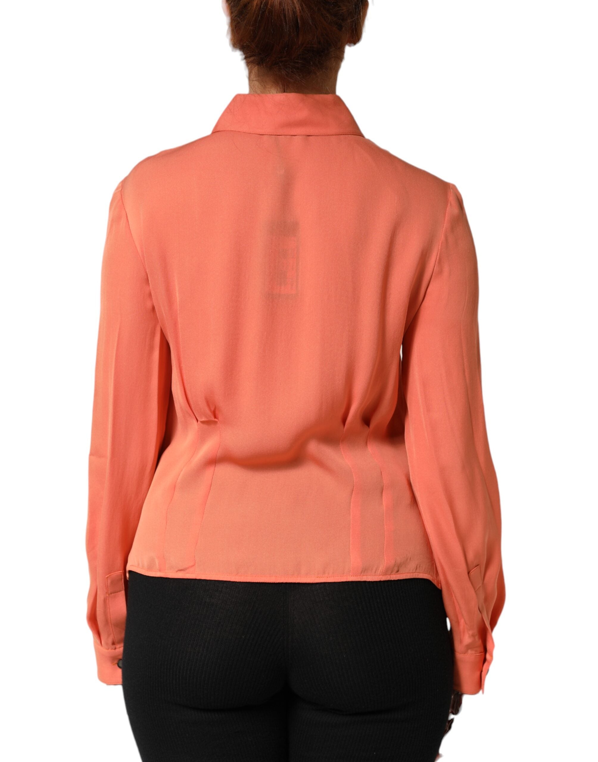 Camisa de manga larga con botones delanteros naranja de Emporio Armani-4