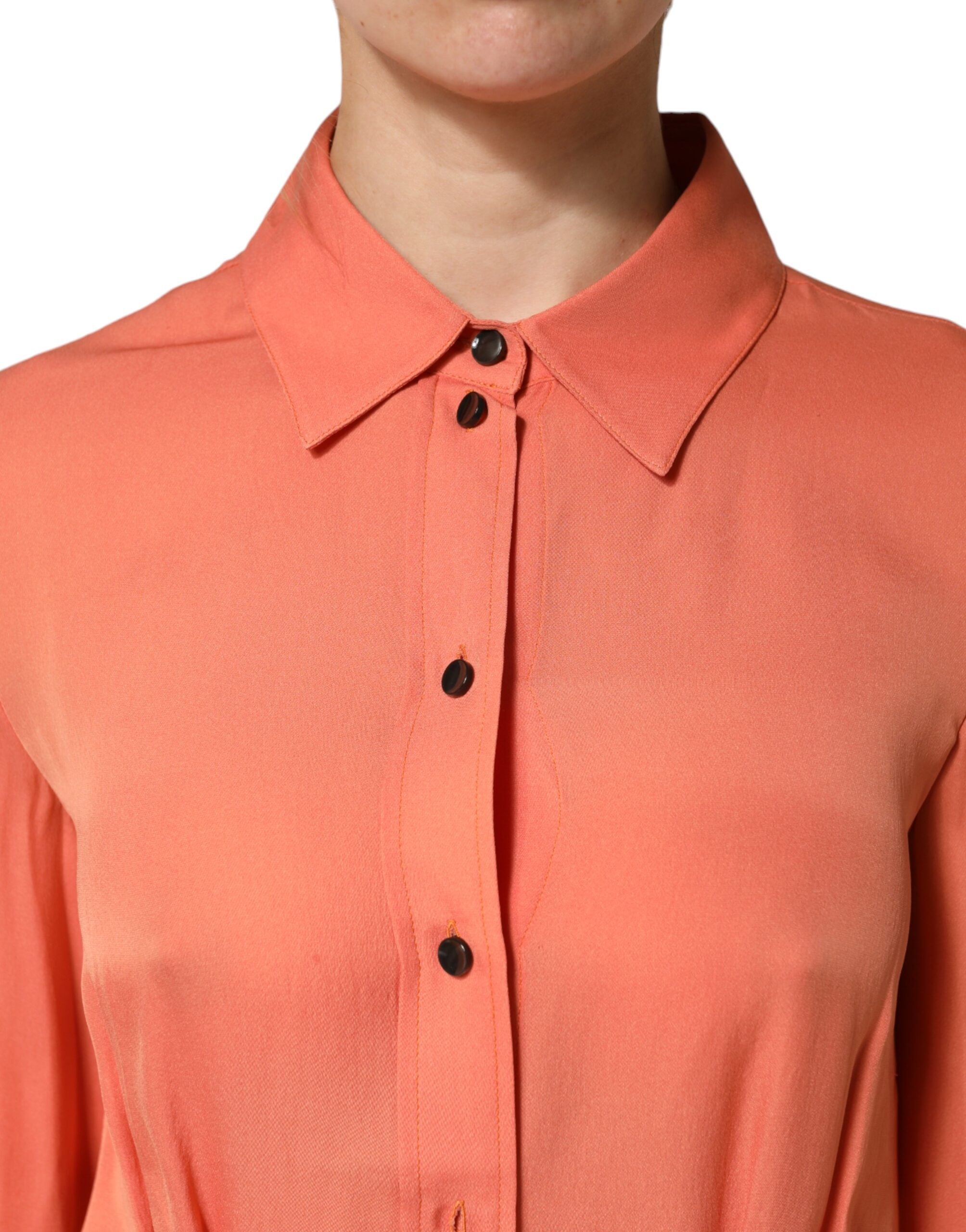 Camisa de manga larga con botones delanteros naranja de Emporio Armani-5