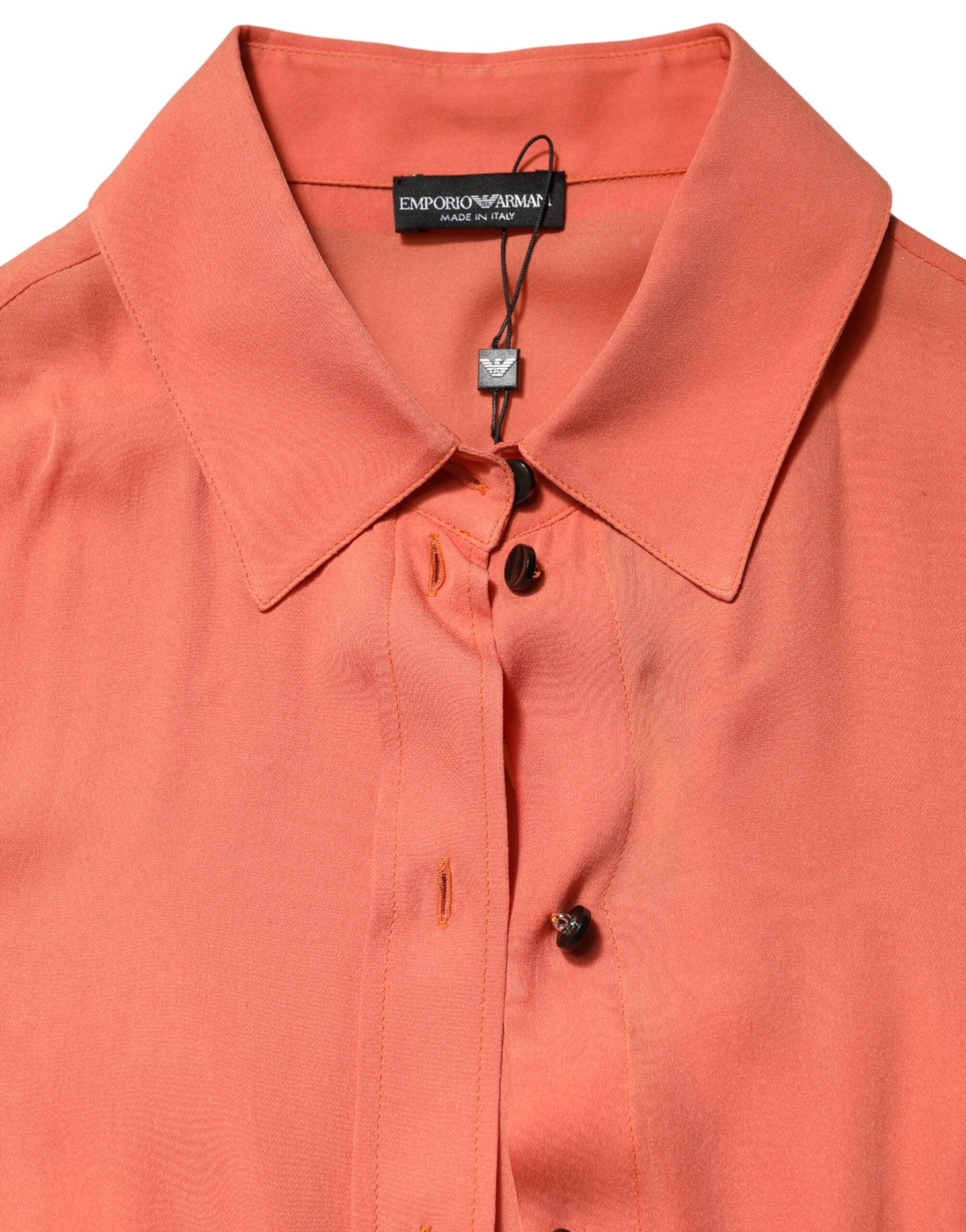 Camisa de manga larga con botones delanteros naranja de Emporio Armani-6