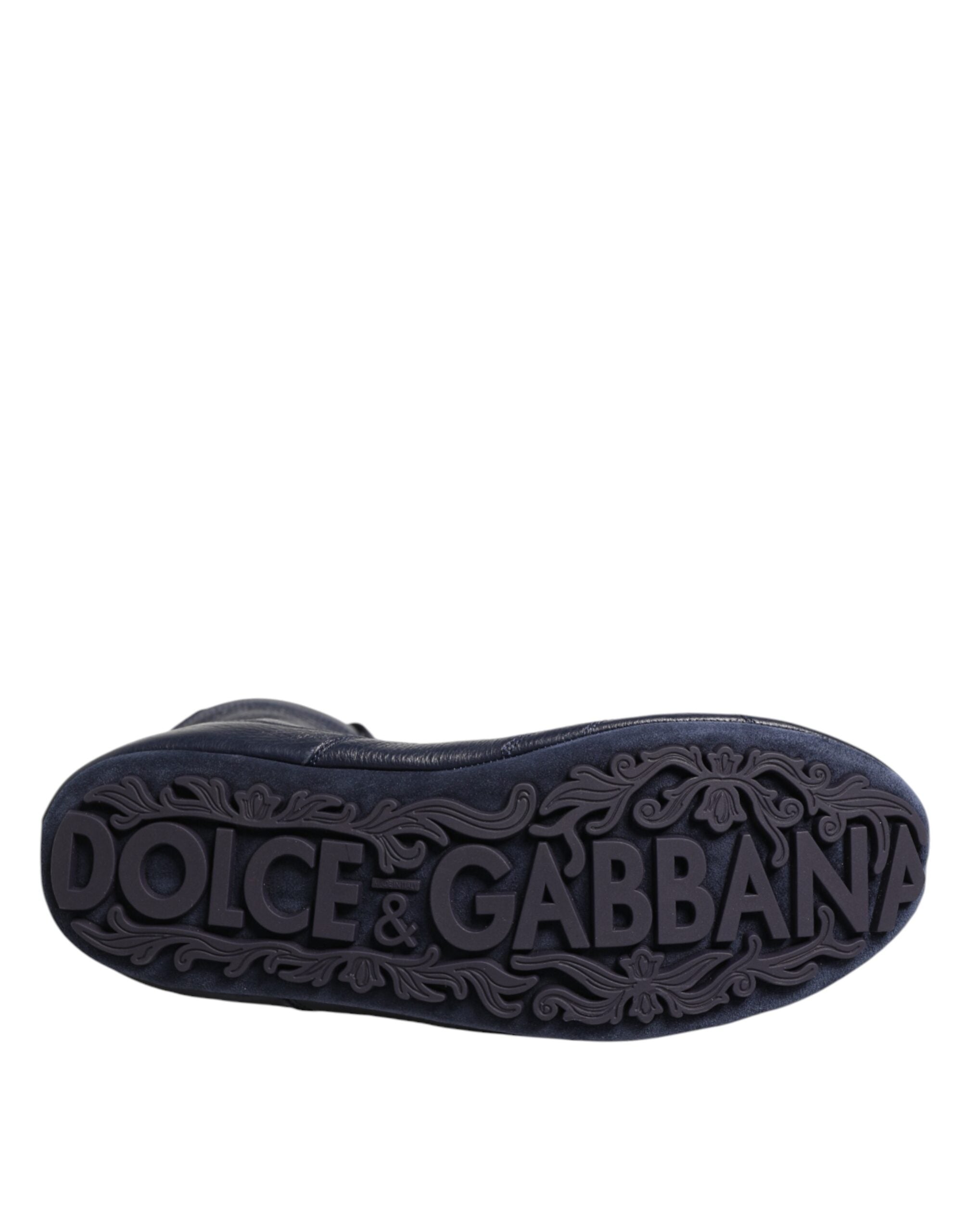 Dolce & Gabbana Dunkelblaue Hirschleder-Stiefel bis zur Mitte der Wade-8