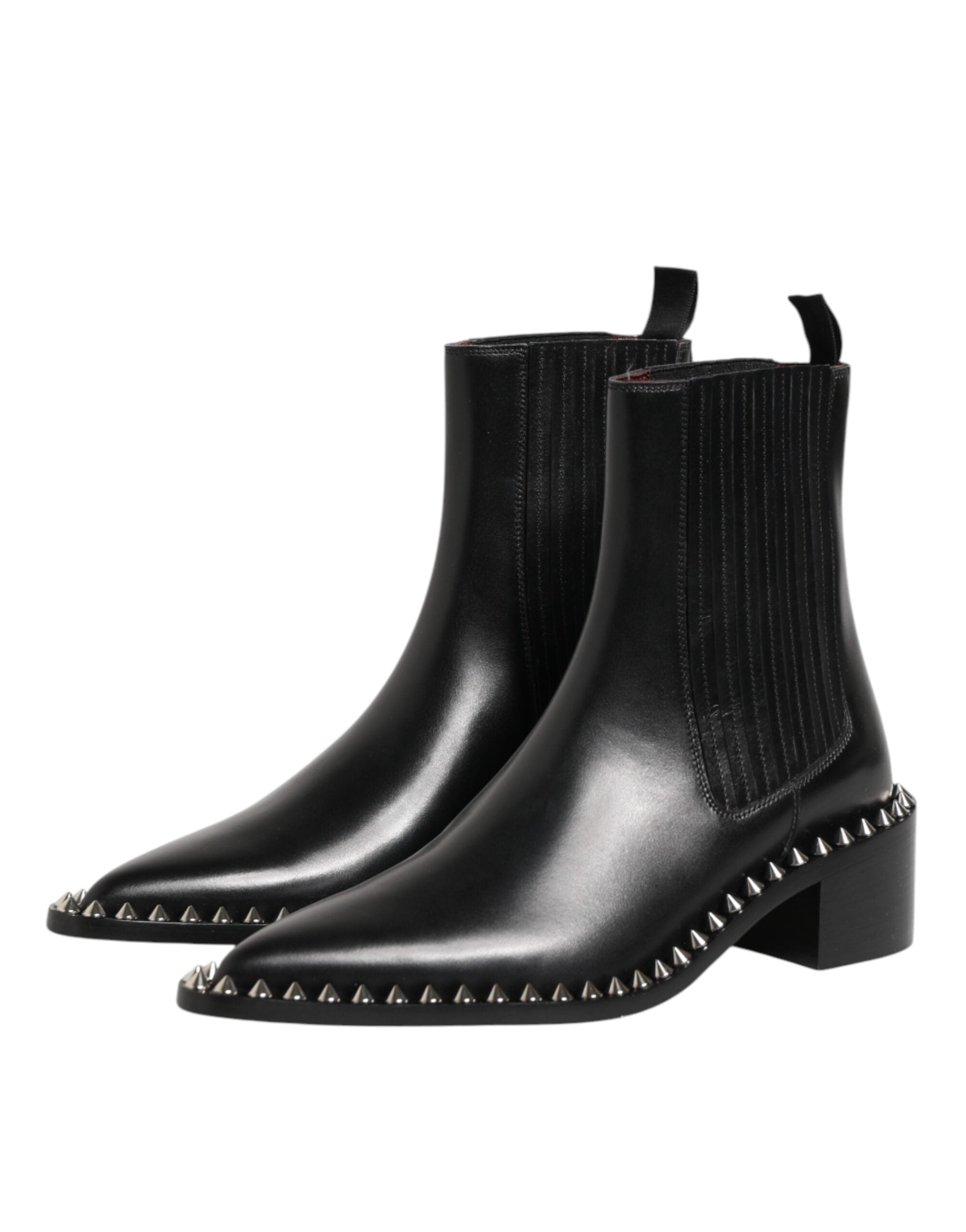 Dolce & Gabbana black, studded Chelsea ankle boots-5