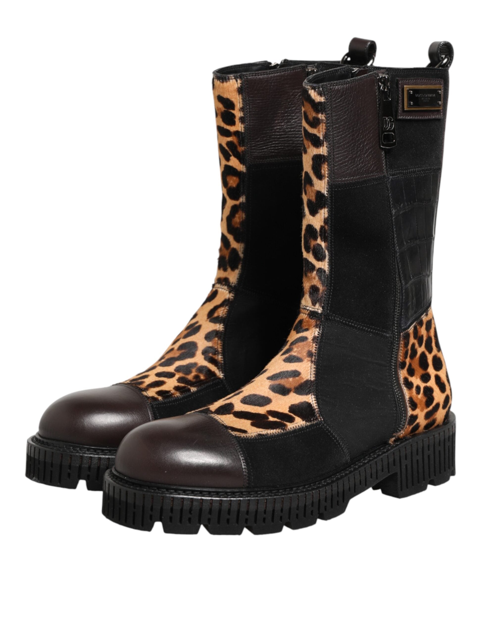 Dolce & Gabbana Mittelhohe Stiefel mit Leopardenmuster-5
