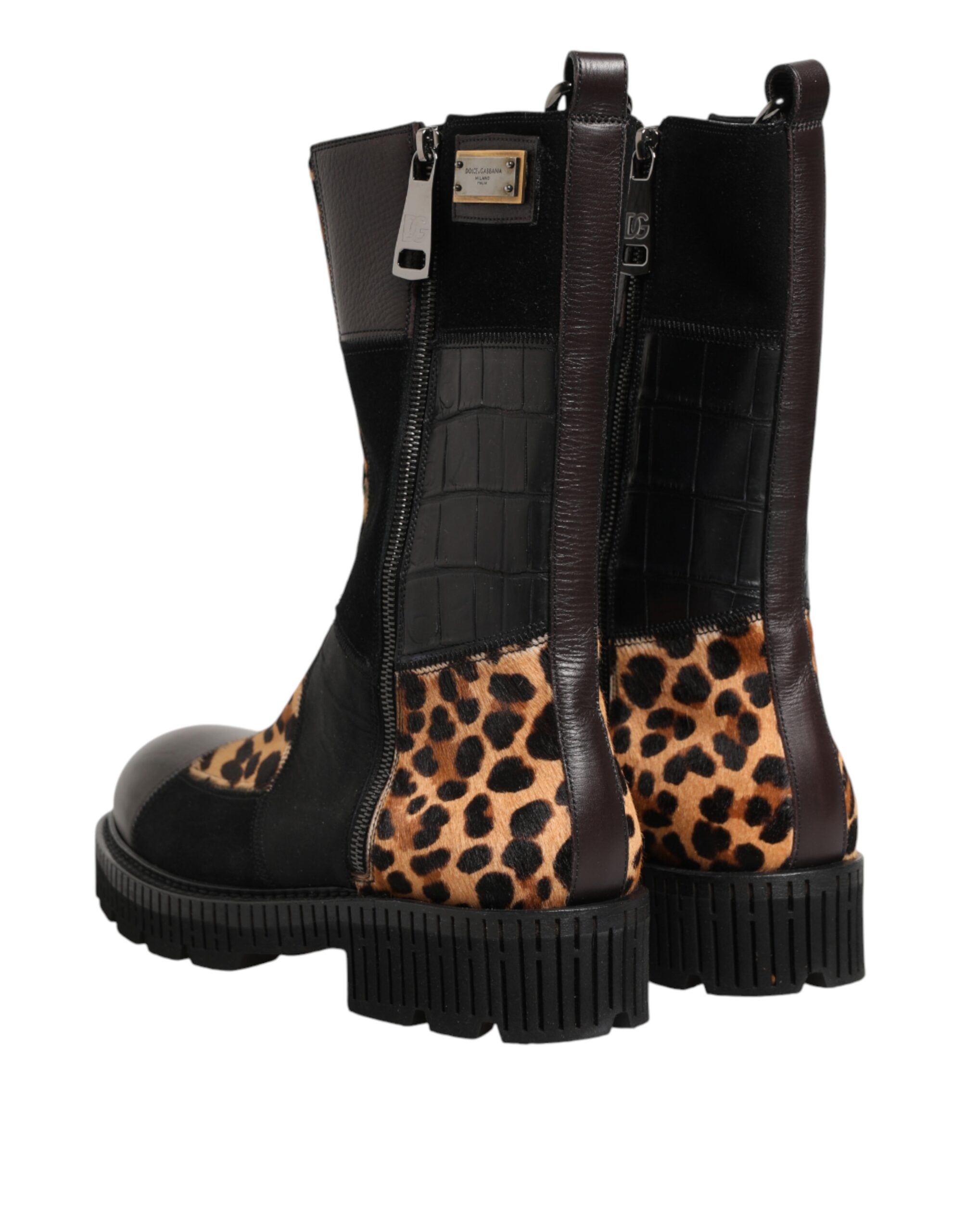 Dolce & Gabbana Mittelhohe Stiefel mit Leopardenmuster-6
