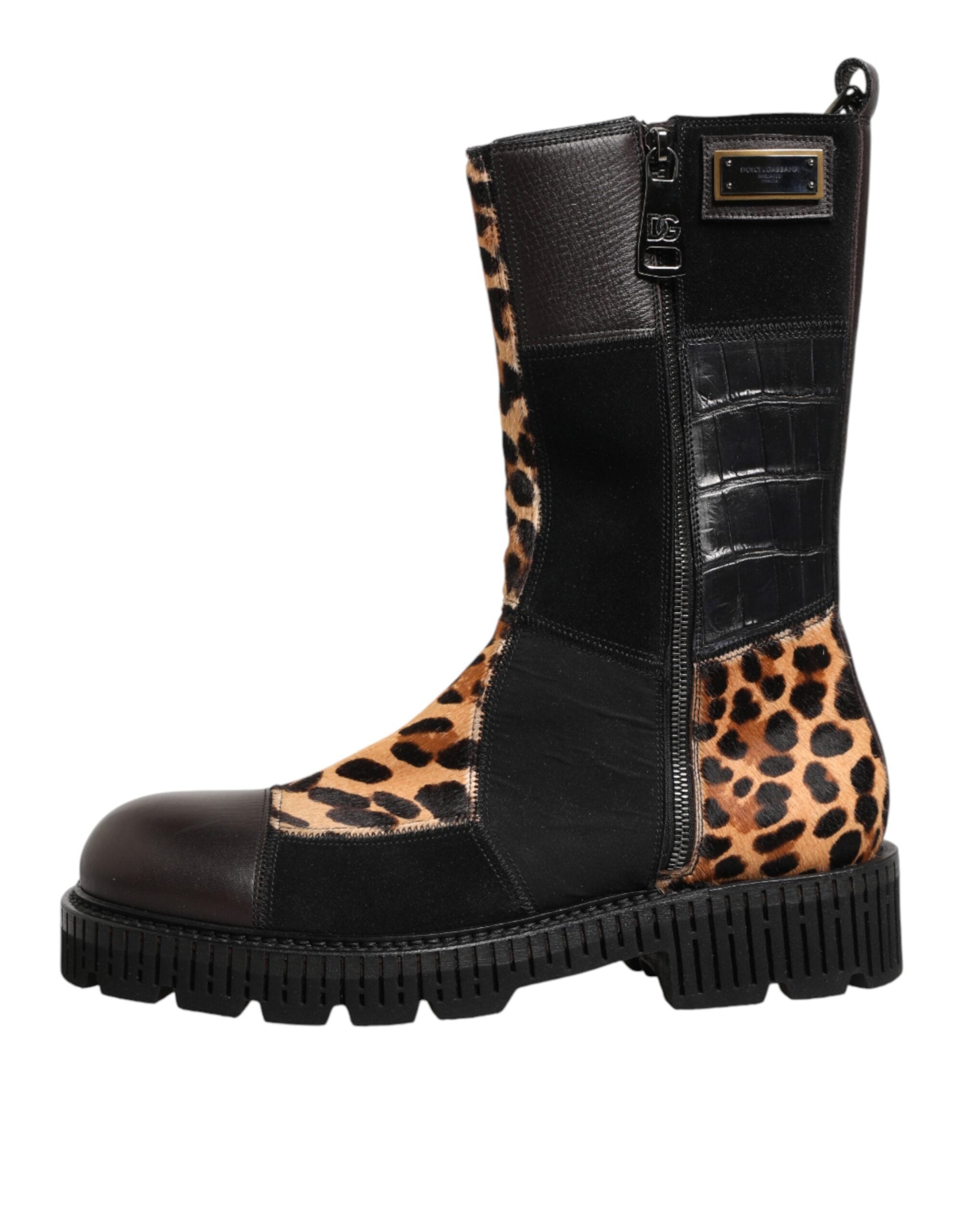 Dolce & Gabbana Mittelhohe Stiefel mit Leopardenmuster-2