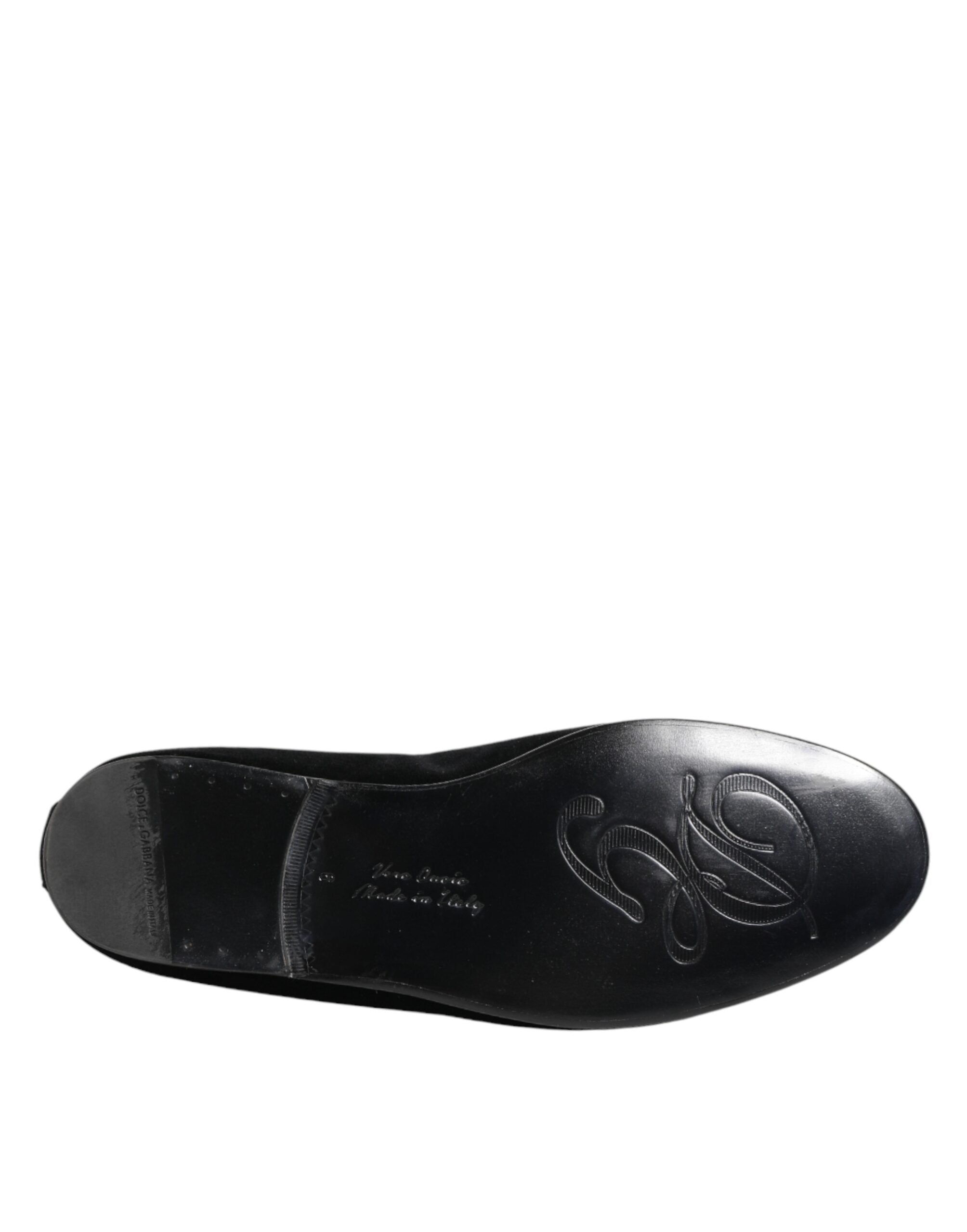 Dolce & Gabbana Schwarze Samt-Goldkrone Herren-Loafer-8