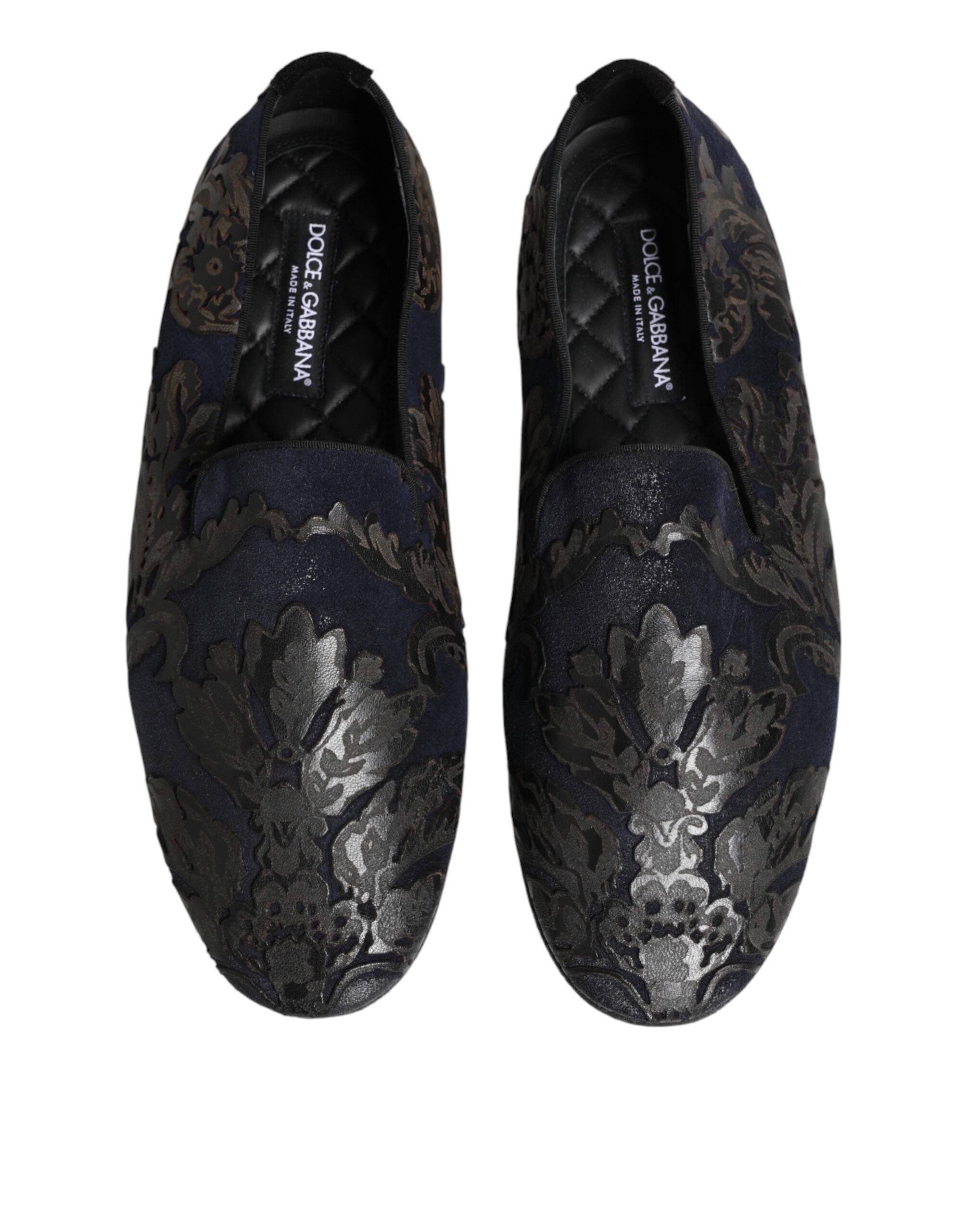 Pantuflas de piel jacquard negra de Dolce & Gabbana-4