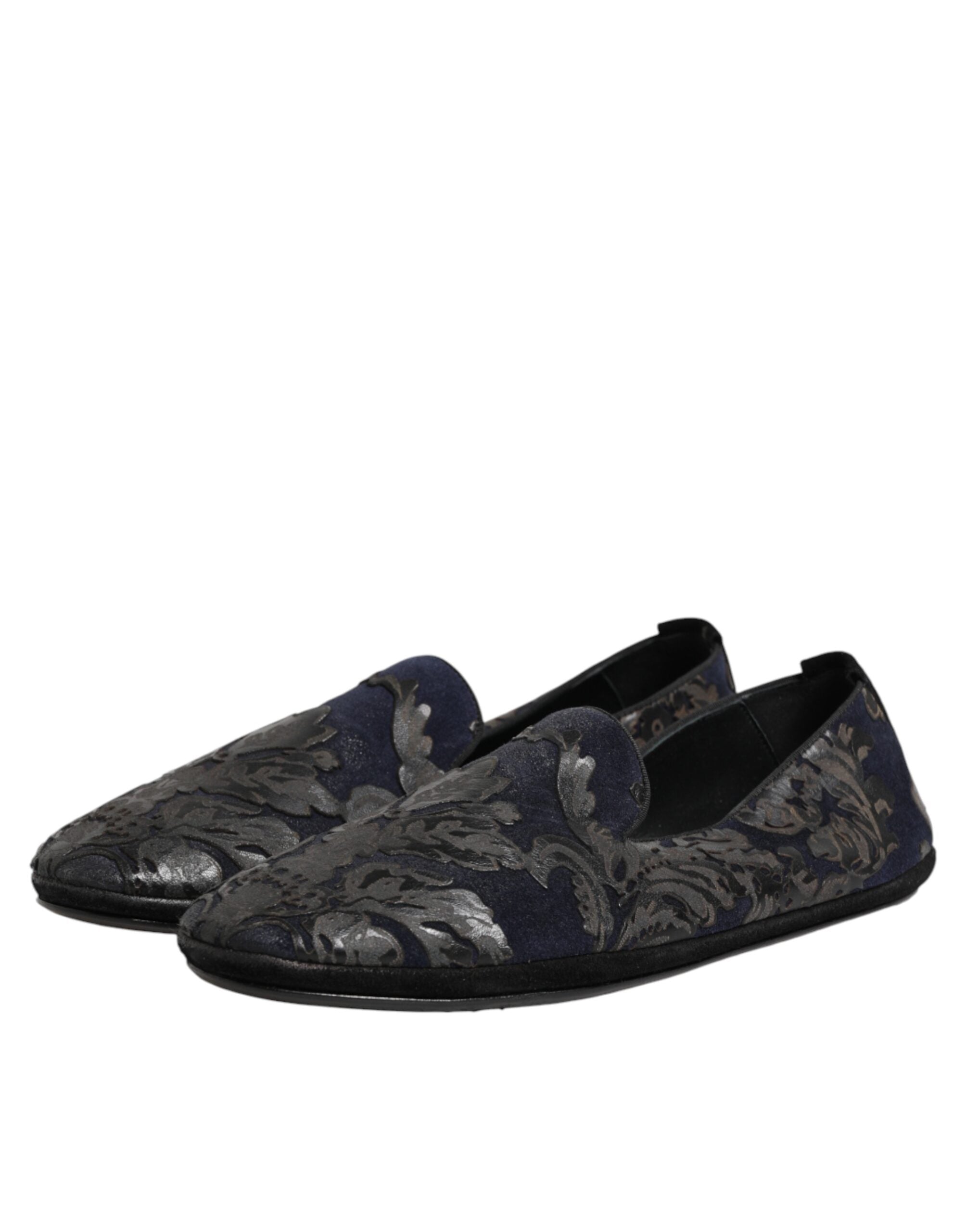 Pantuflas de piel jacquard negra de Dolce & Gabbana-5