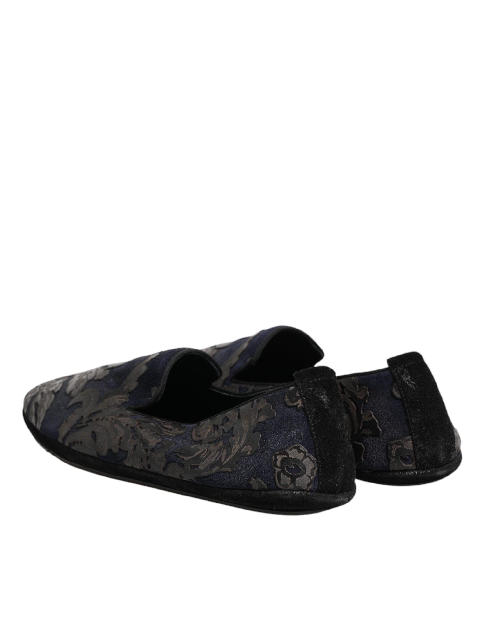 Pantuflas de piel jacquard negra de Dolce & Gabbana-6