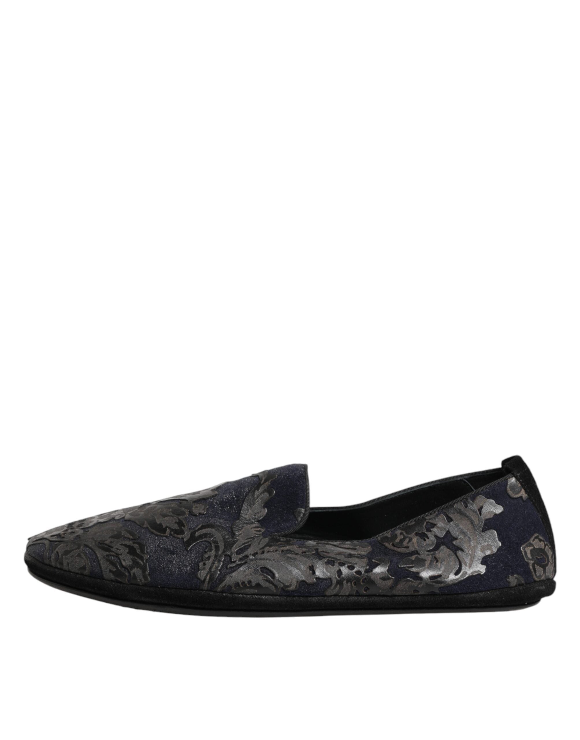 Pantuflas de piel jacquard negra de Dolce & Gabbana-7