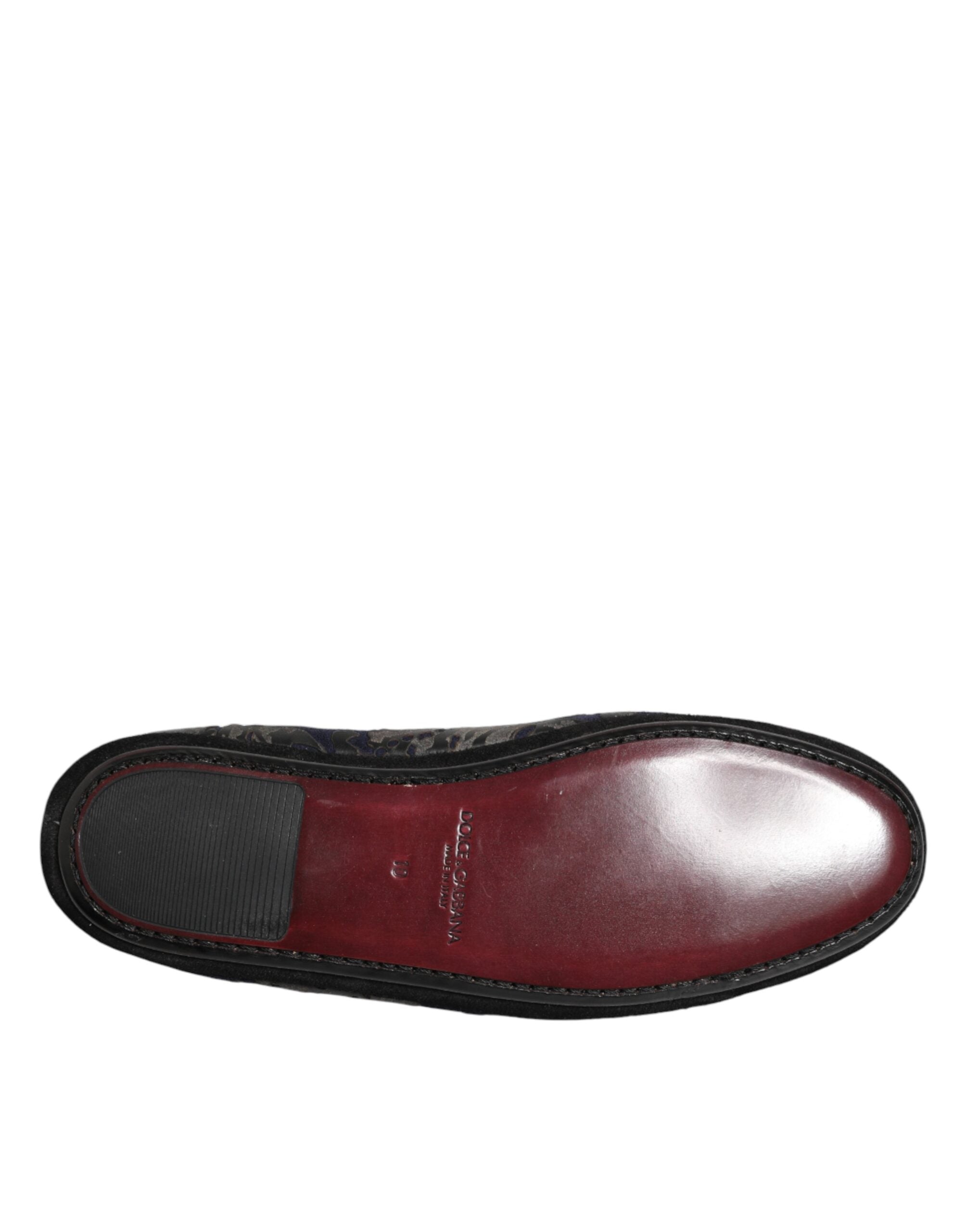 Pantuflas de piel jacquard negra de Dolce & Gabbana-8