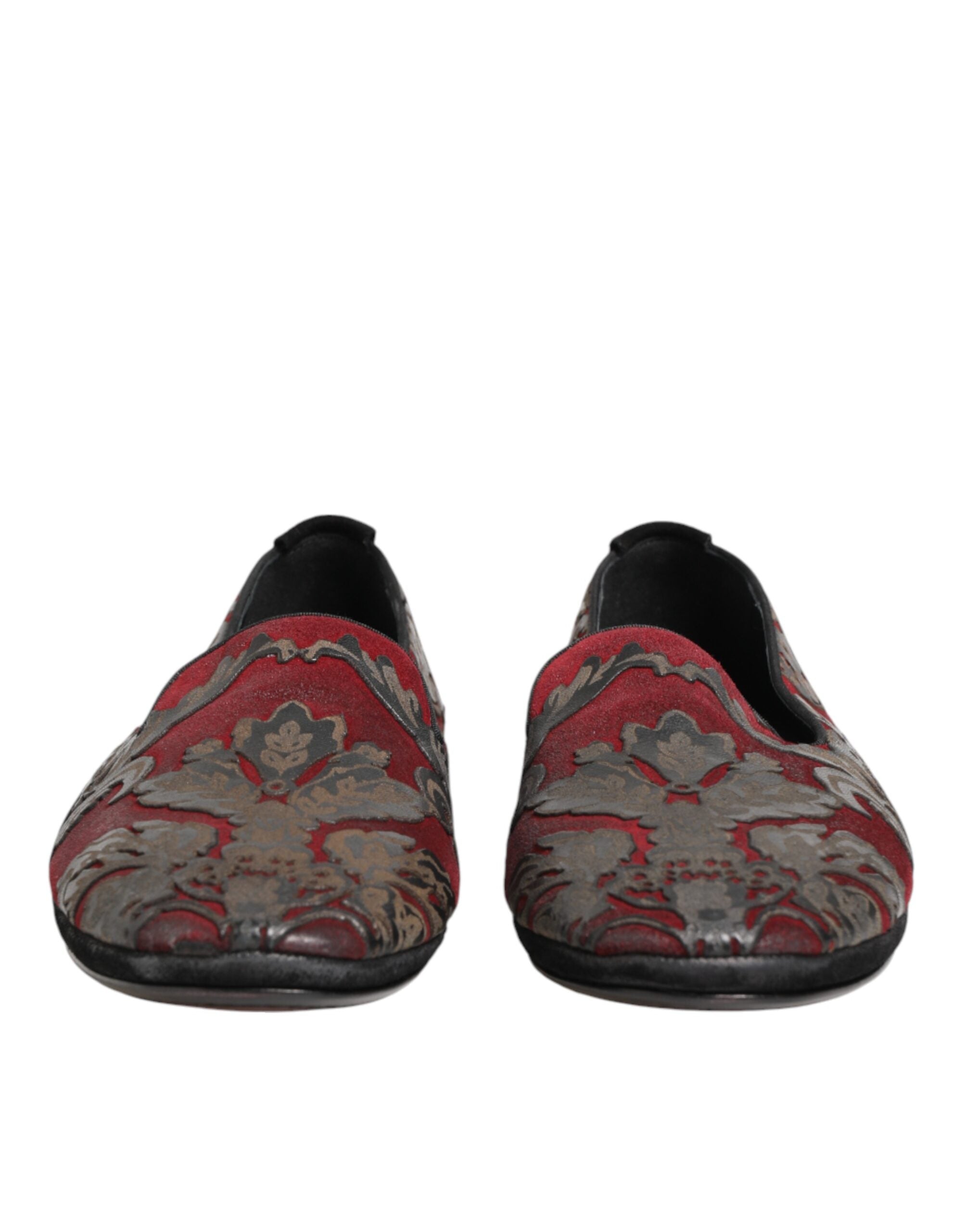 Dolce & Gabbana Bordeaux Jacquard Leder-Loafer zum Hineinschlüpfen-3