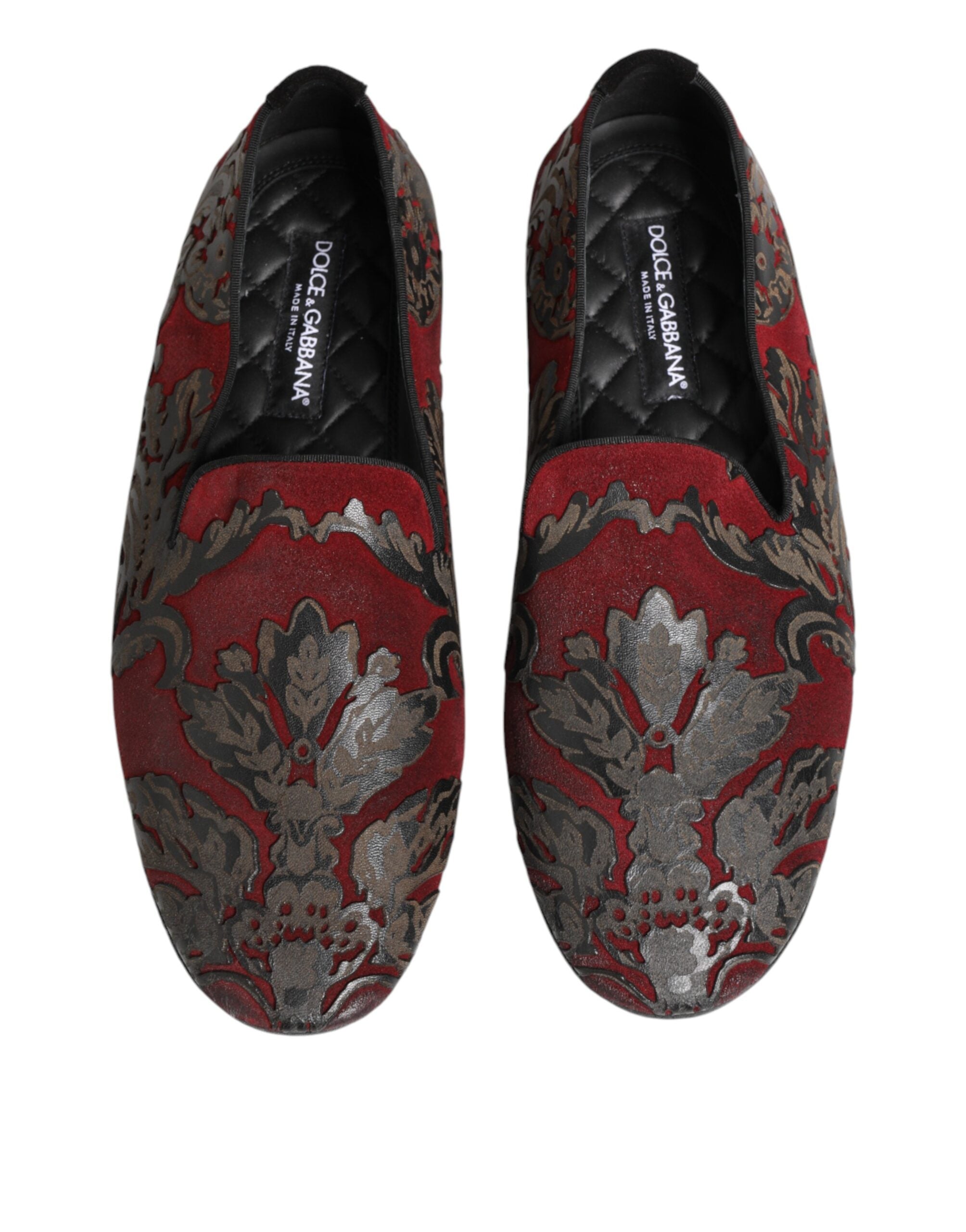 Dolce & Gabbana Bordeaux Jacquard Leder-Loafer zum Hineinschlüpfen-4