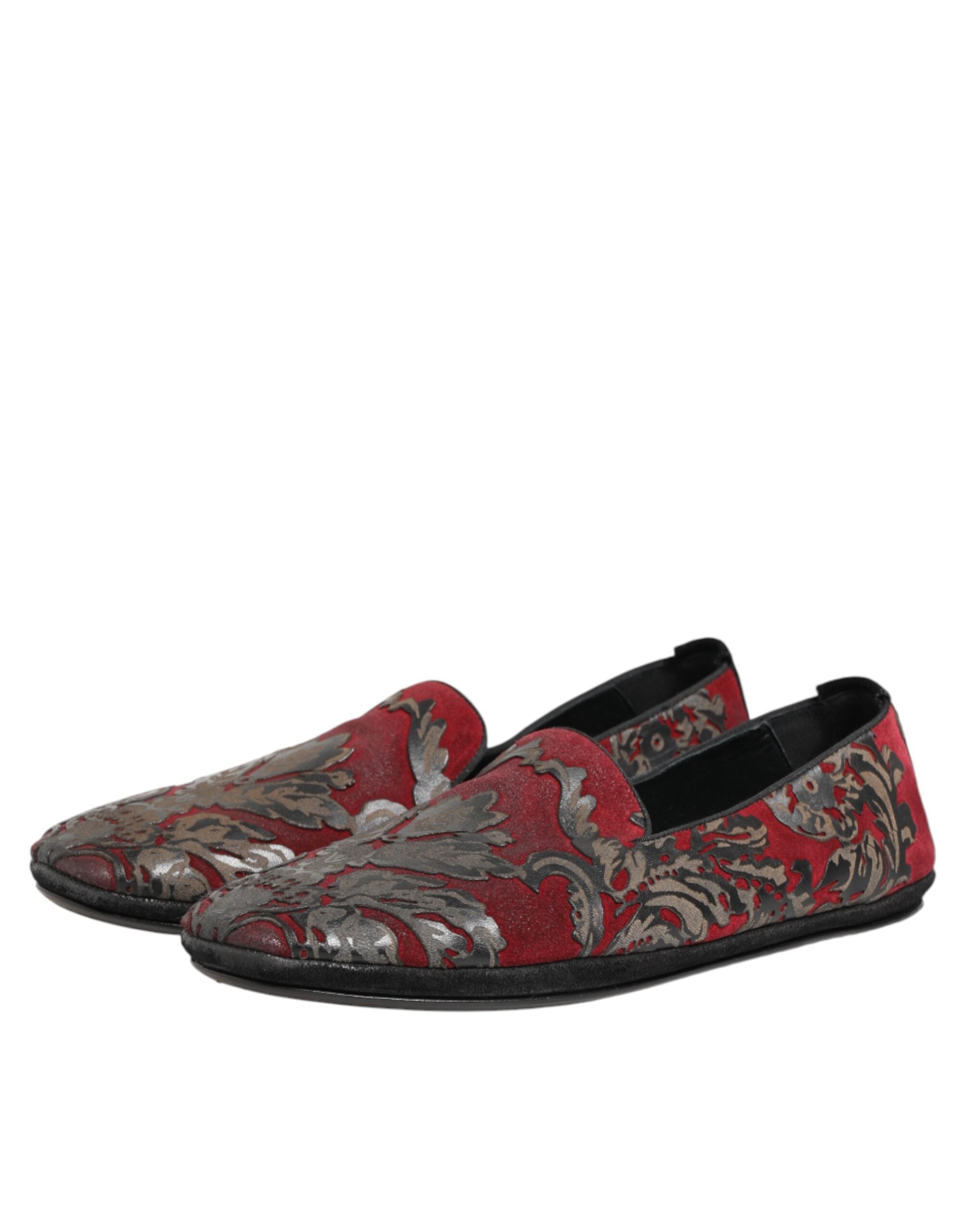 Dolce & Gabbana Bordeaux Jacquard Leder-Loafer zum Hineinschlüpfen-5