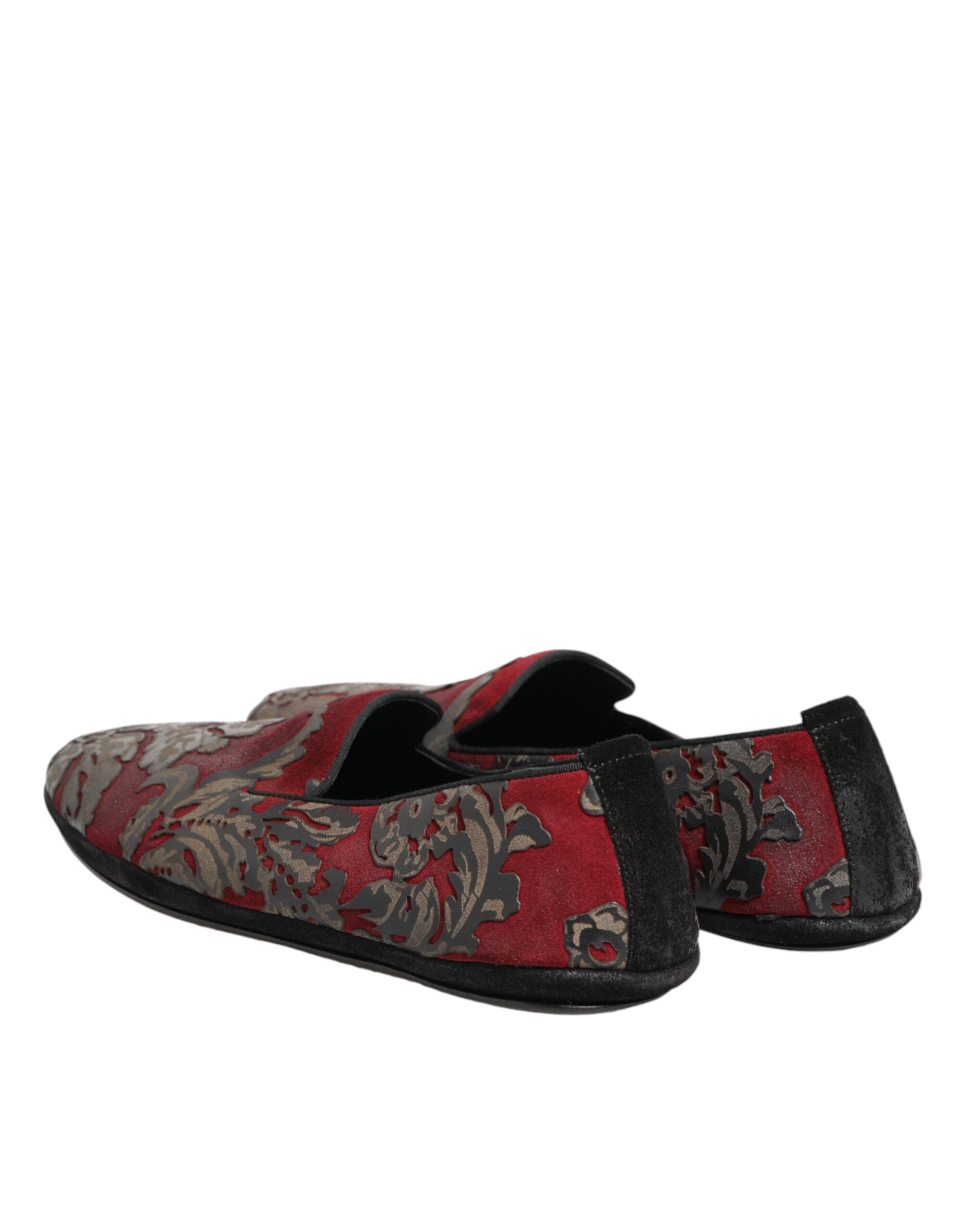 Dolce & Gabbana Bordeaux Jacquard Leder-Loafer zum Hineinschlüpfen-6