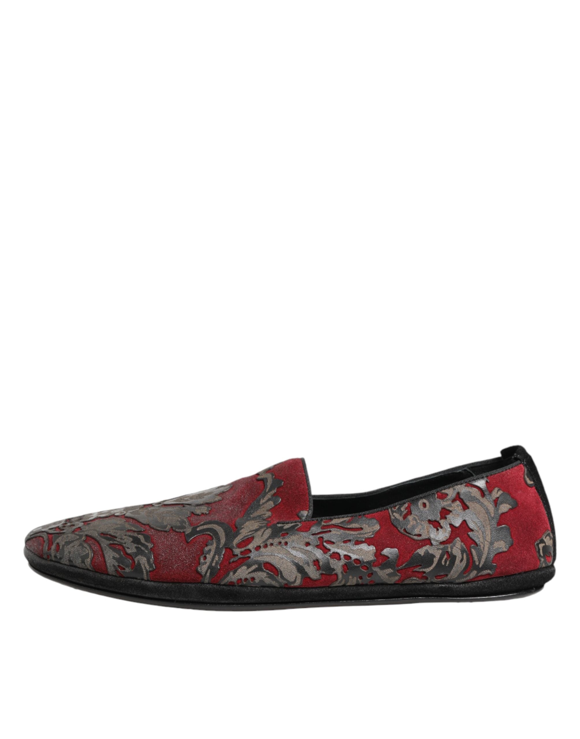 Dolce & Gabbana Bordeaux Jacquard Leder-Loafer zum Hineinschlüpfen-7