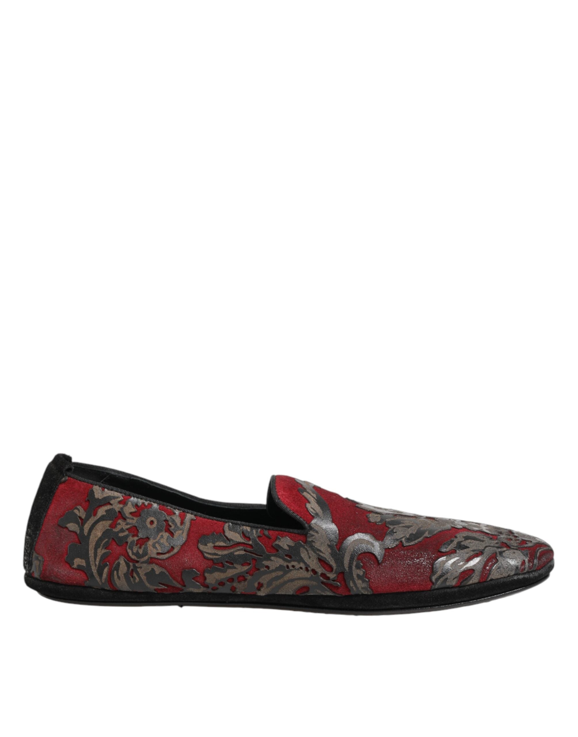 Dolce & Gabbana Bordeaux Jacquard Leder-Loafer zum Hineinschlüpfen-1