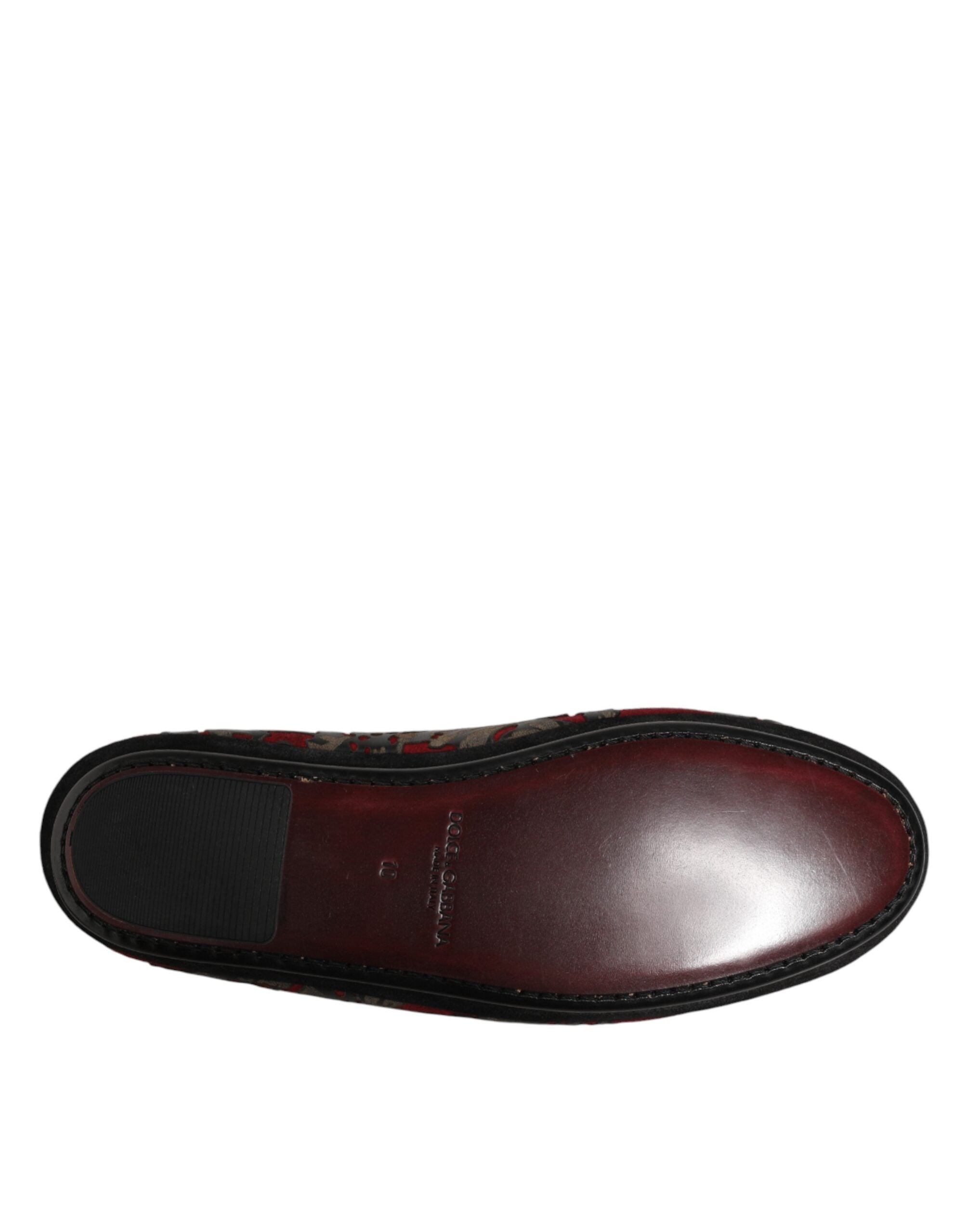 Dolce & Gabbana Bordeaux Jacquard Leder-Loafer zum Hineinschlüpfen-8